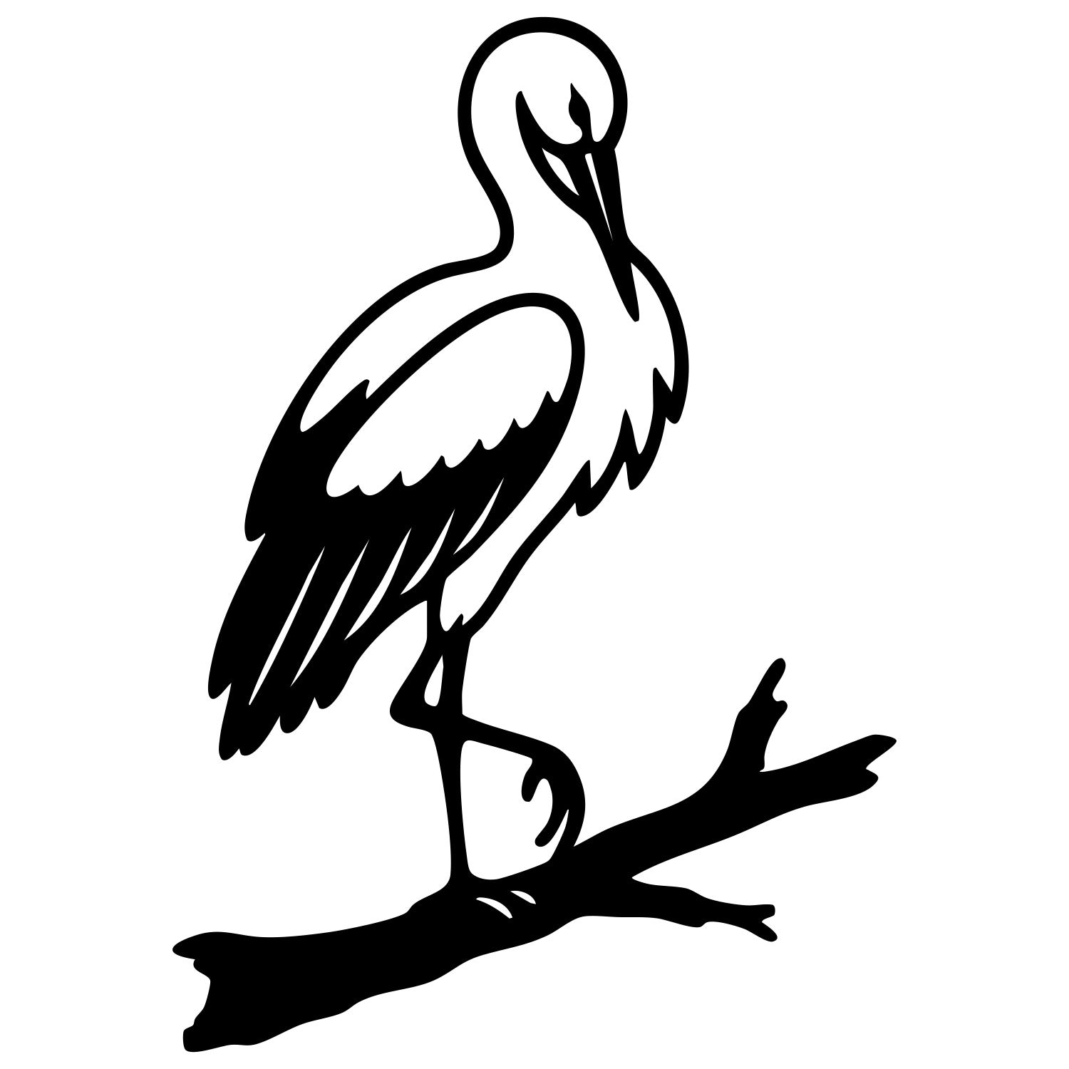 White Stork DXF File – CNC Cutting Design | ABSTORK25