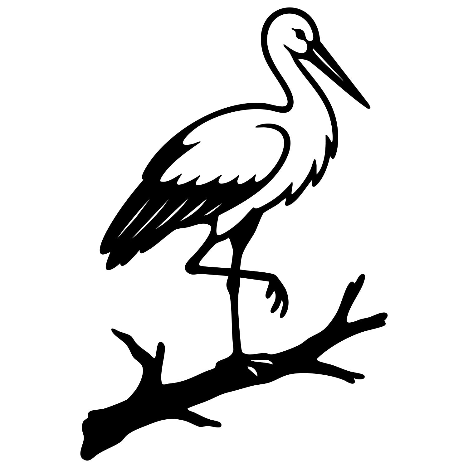 White Stork DXF File – CNC Cutting Design | ABSTORK27