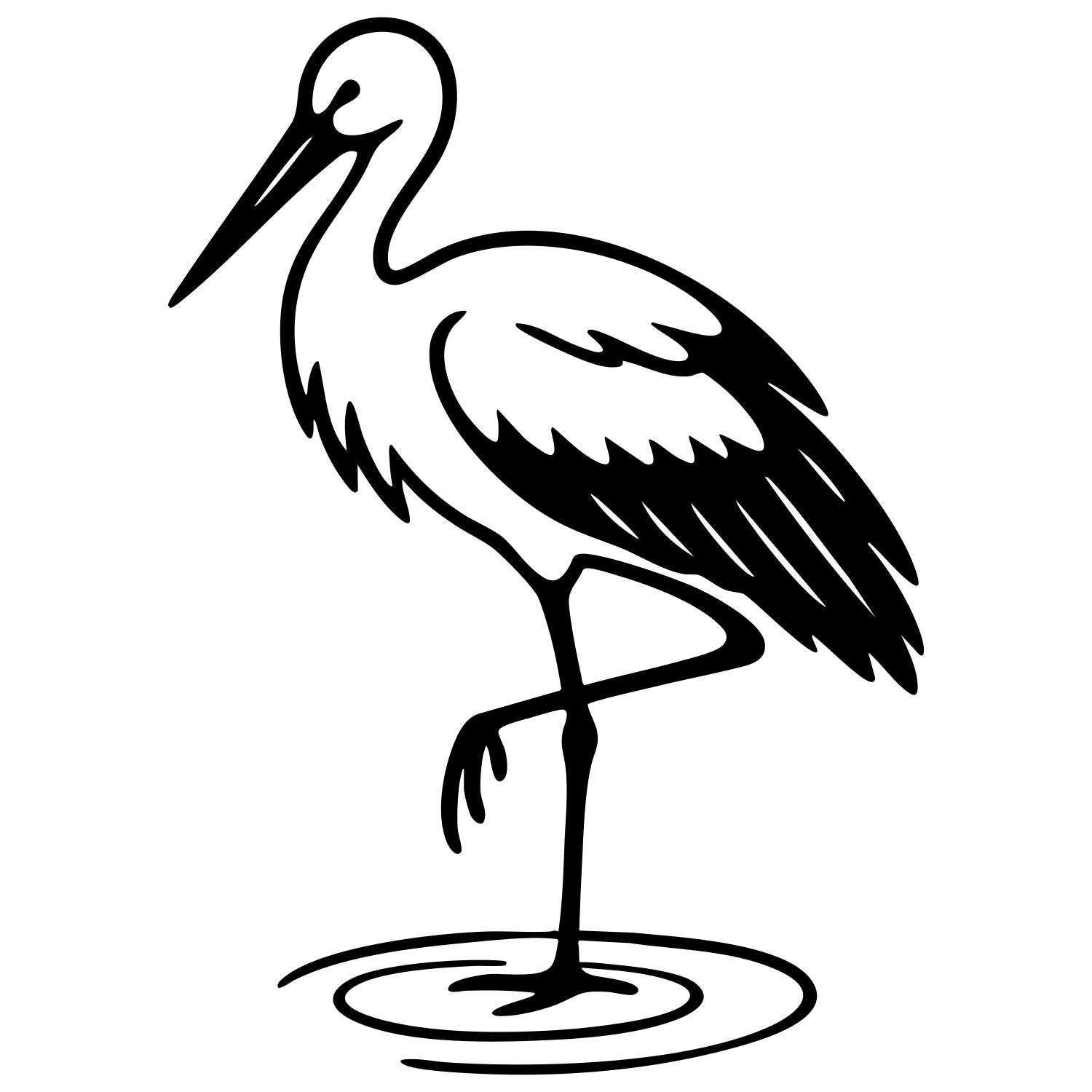 White Stork DXF File – CNC Cutting Design | ABSTORK28