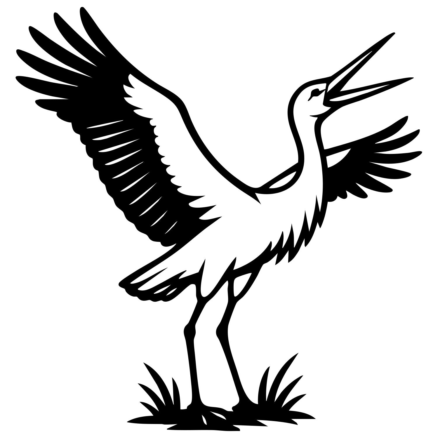 White Stork DXF File – CNC Cutting Design | ABSTORK33