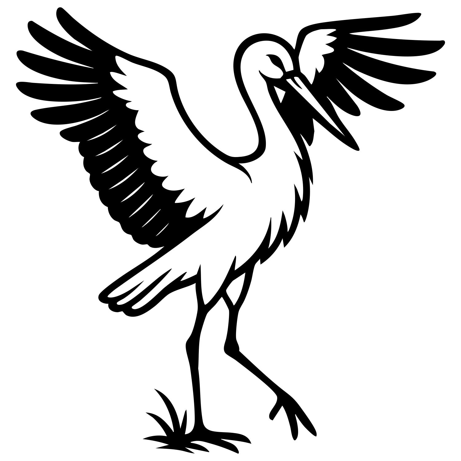 White Stork DXF File – CNC Cutting Design | ABSTORK34