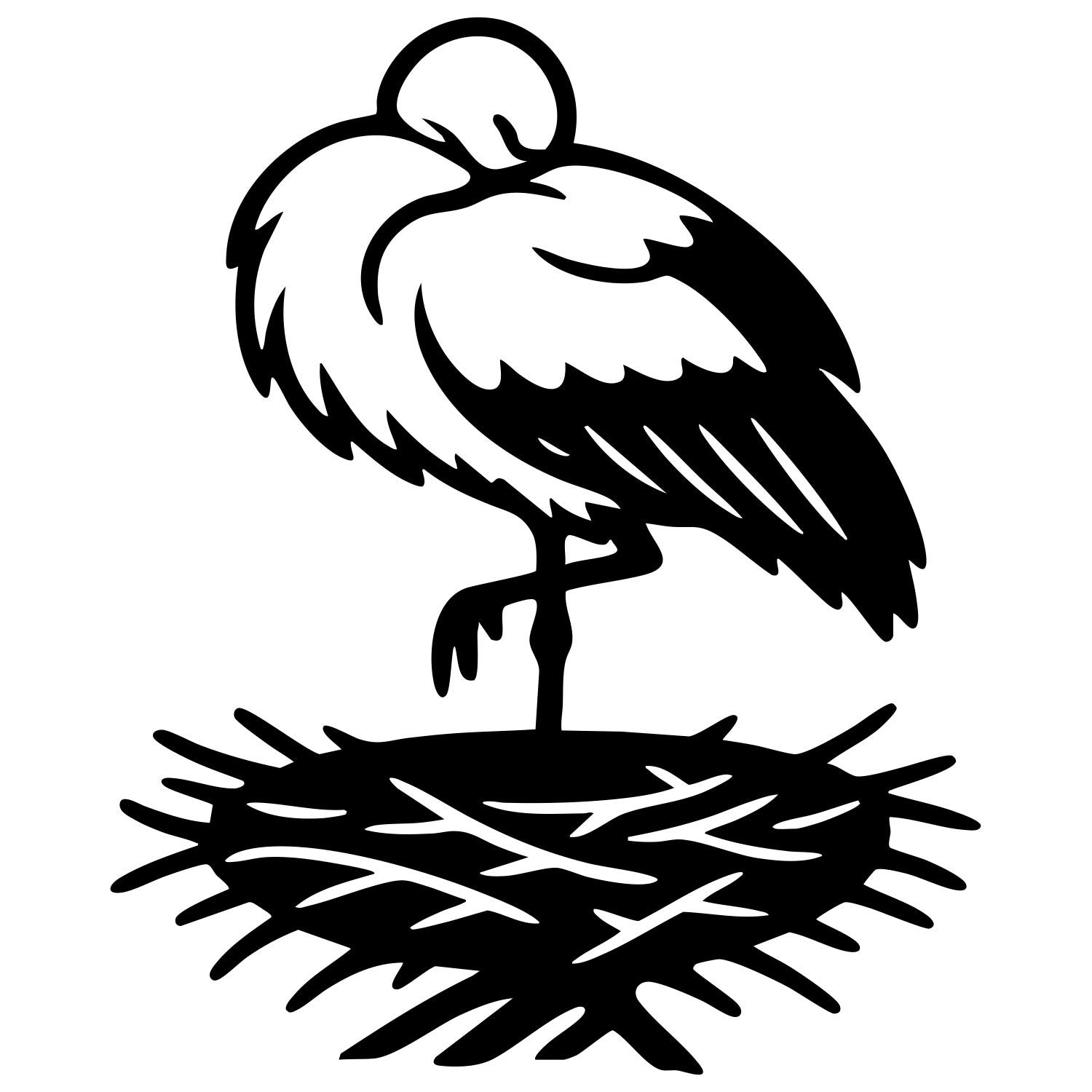 White Stork DXF File – CNC Cutting Design | ABSTORK35