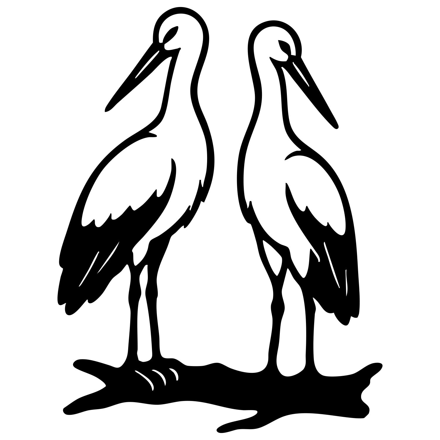 White Stork DXF File – CNC Cutting Design | ABSTORK37
