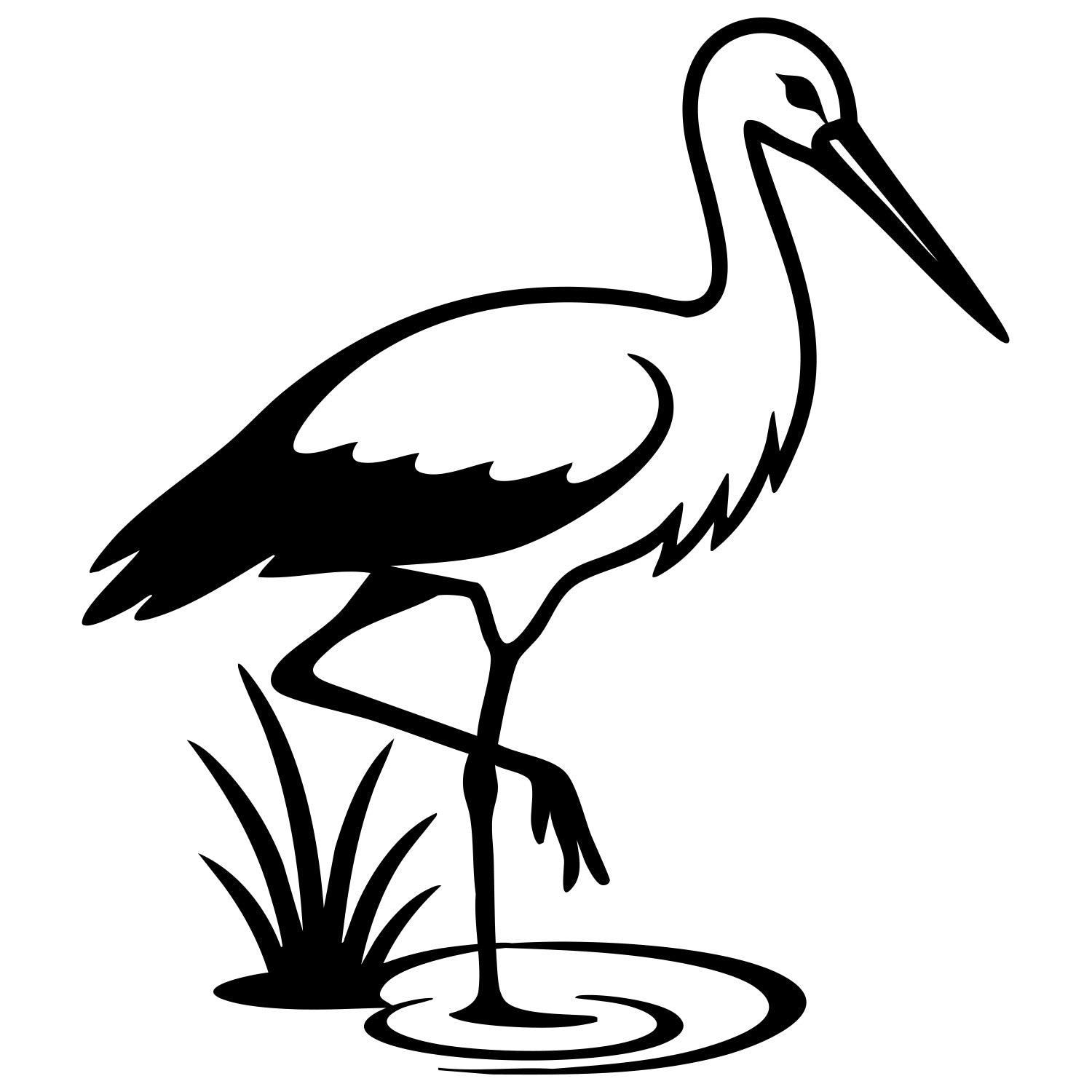 White Stork DXF File – CNC Cutting Design | ABSTORK41
