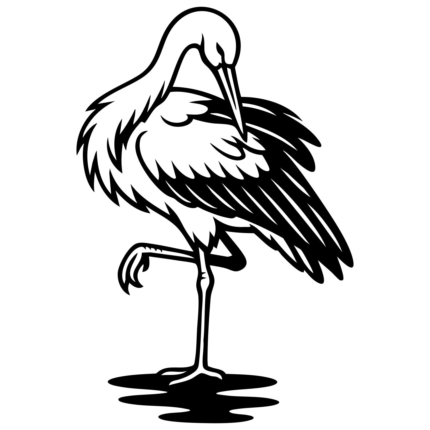 White Stork DXF File – CNC Cutting Design | ABSTORK42