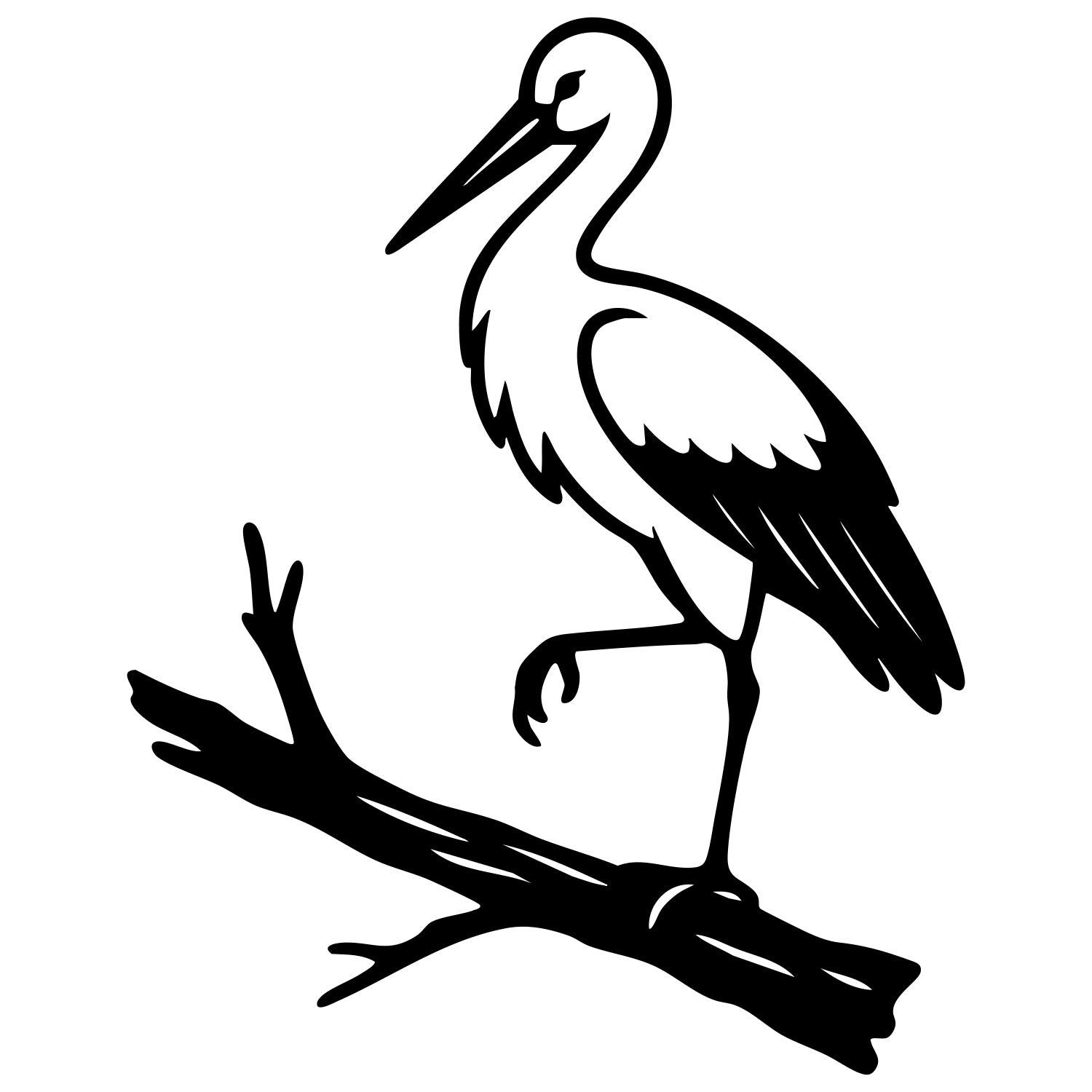 White Stork DXF File – CNC Cutting Design | ABSTORK45
