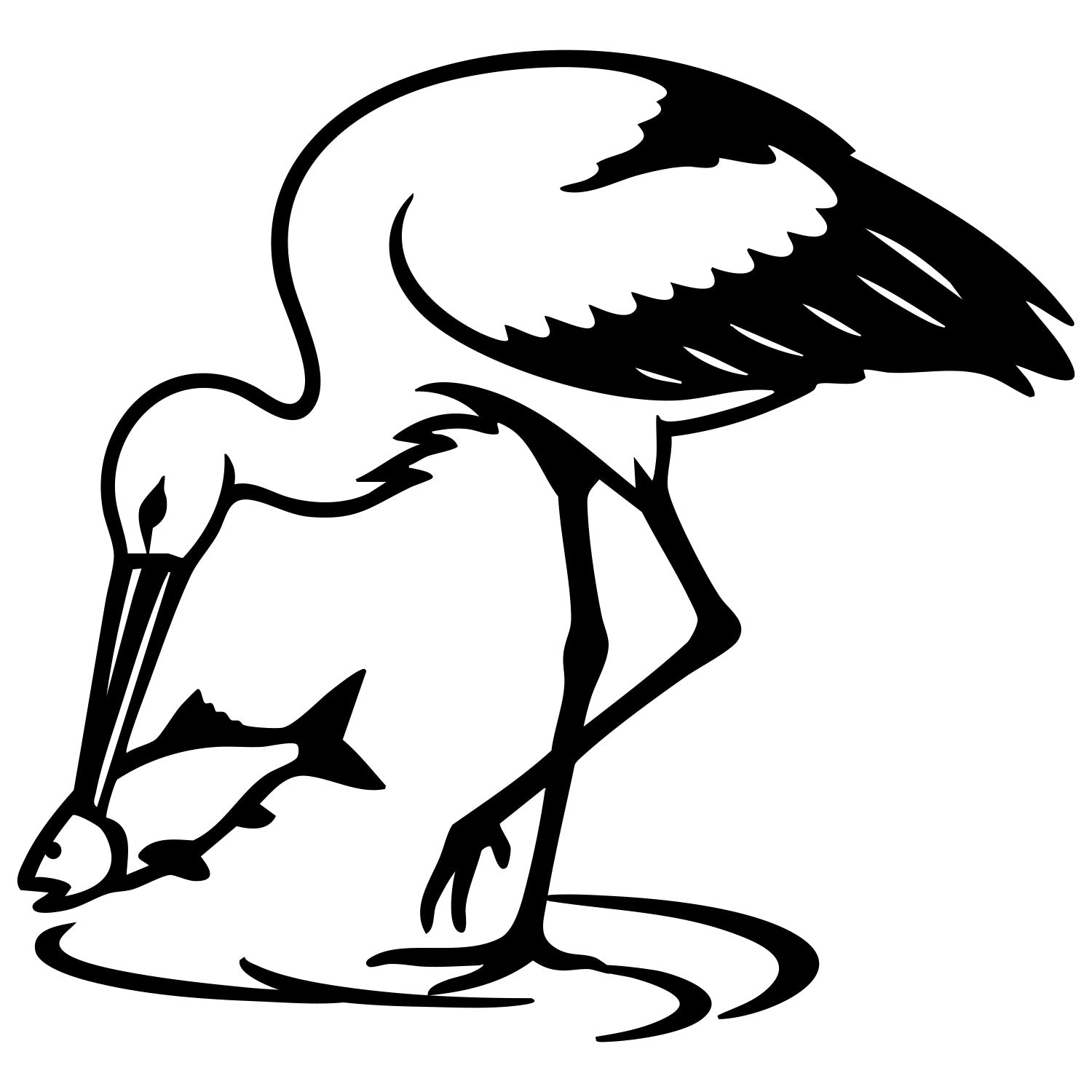 White Stork DXF File – CNC Cutting Design | ABSTORK48