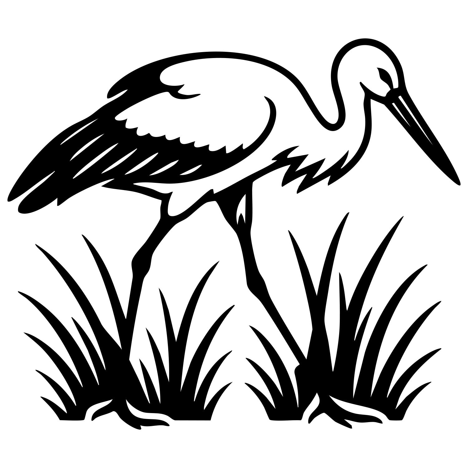 White Stork DXF File – CNC Cutting Design | ABSTORK49
