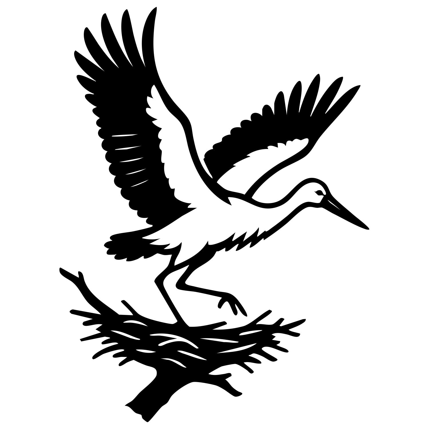White Stork DXF File – CNC Cutting Design | ABSTORK50