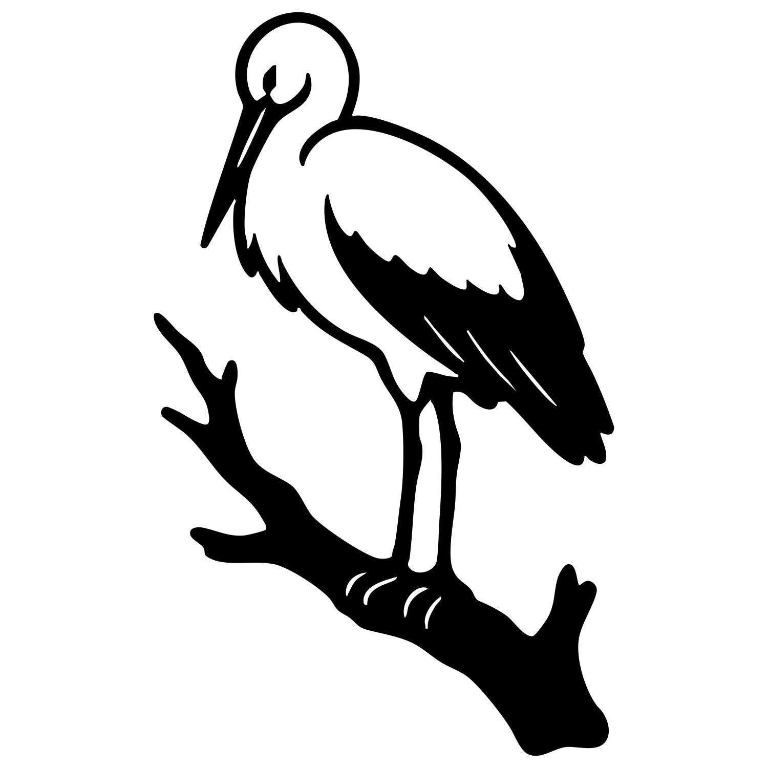 White Stork DXF File – CNC Cutting Design | ABSTORK55