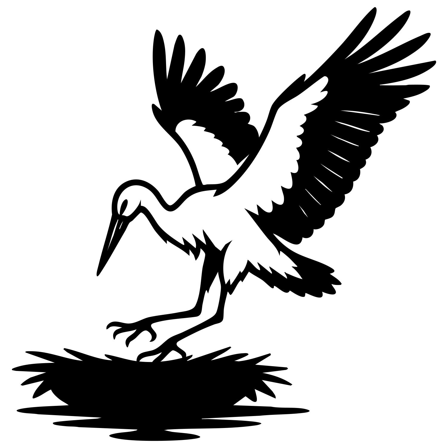 White Stork DXF File – CNC Cutting Design | ABSTORK58