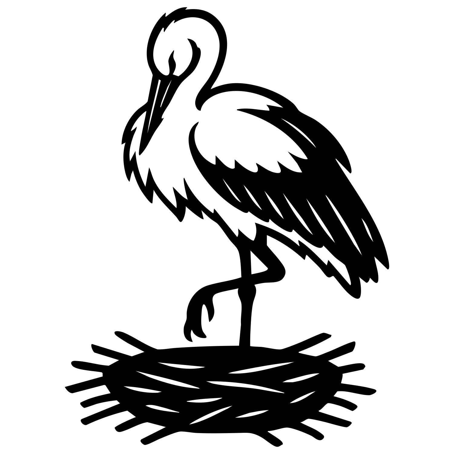 White Stork DXF File – CNC Cutting Design | ABSTORK59