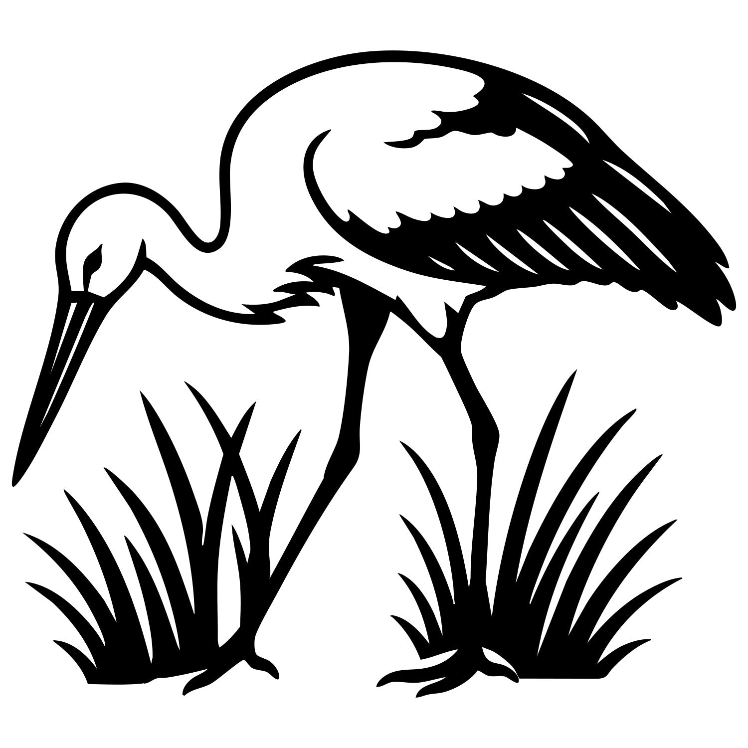 White Stork DXF File – CNC Cutting Design | ABSTORK6
