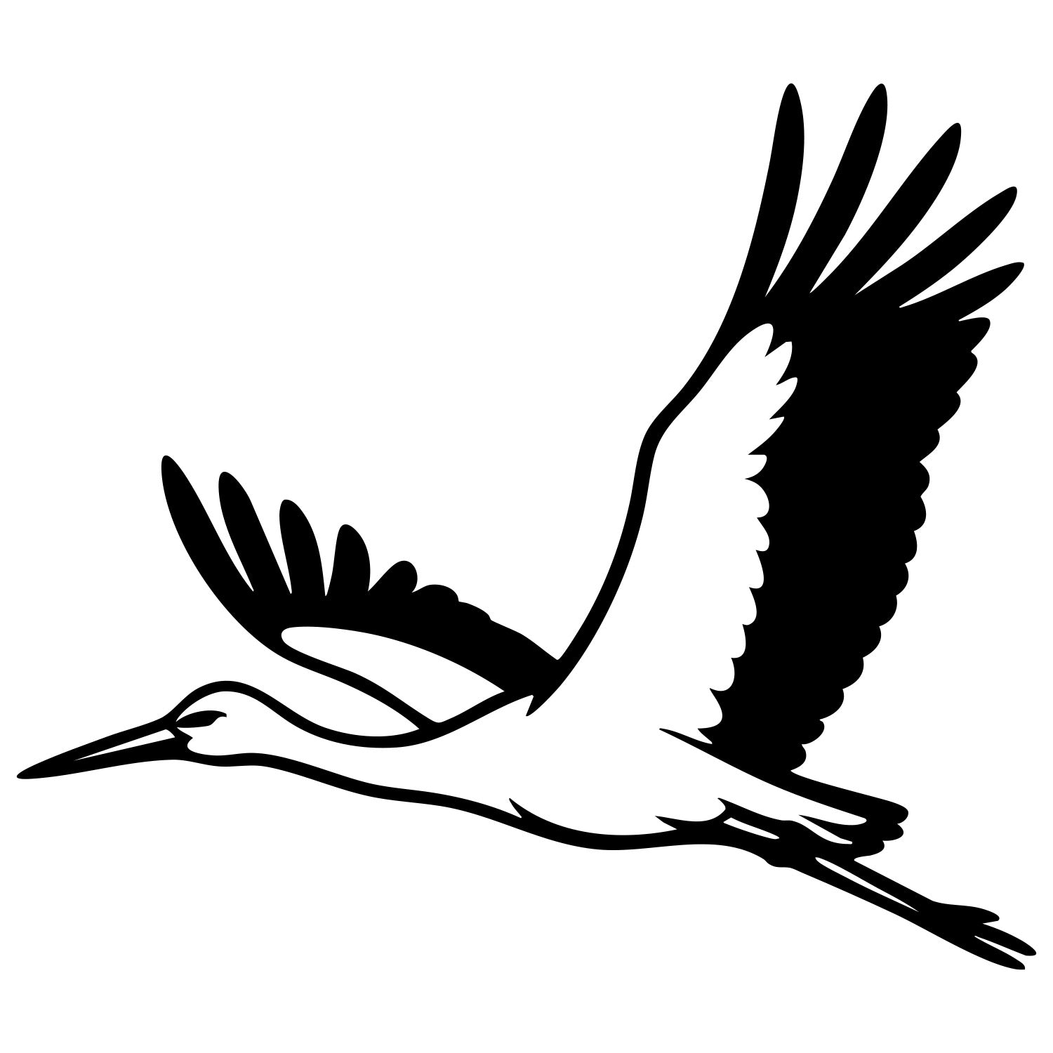 White Stork DXF File – CNC Cutting Design | ABSTORK63