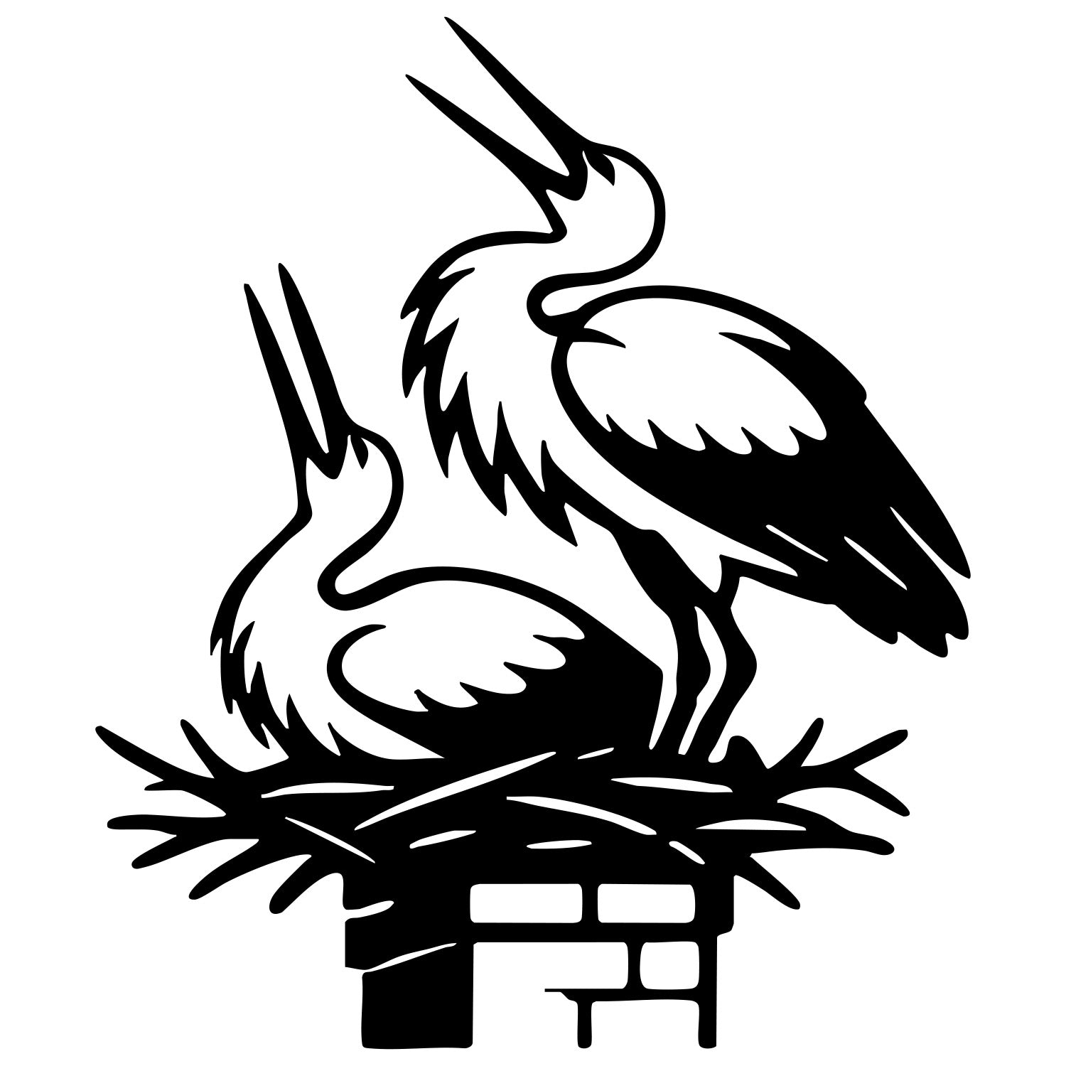 White Stork DXF File – CNC Cutting Design | ABSTORK64