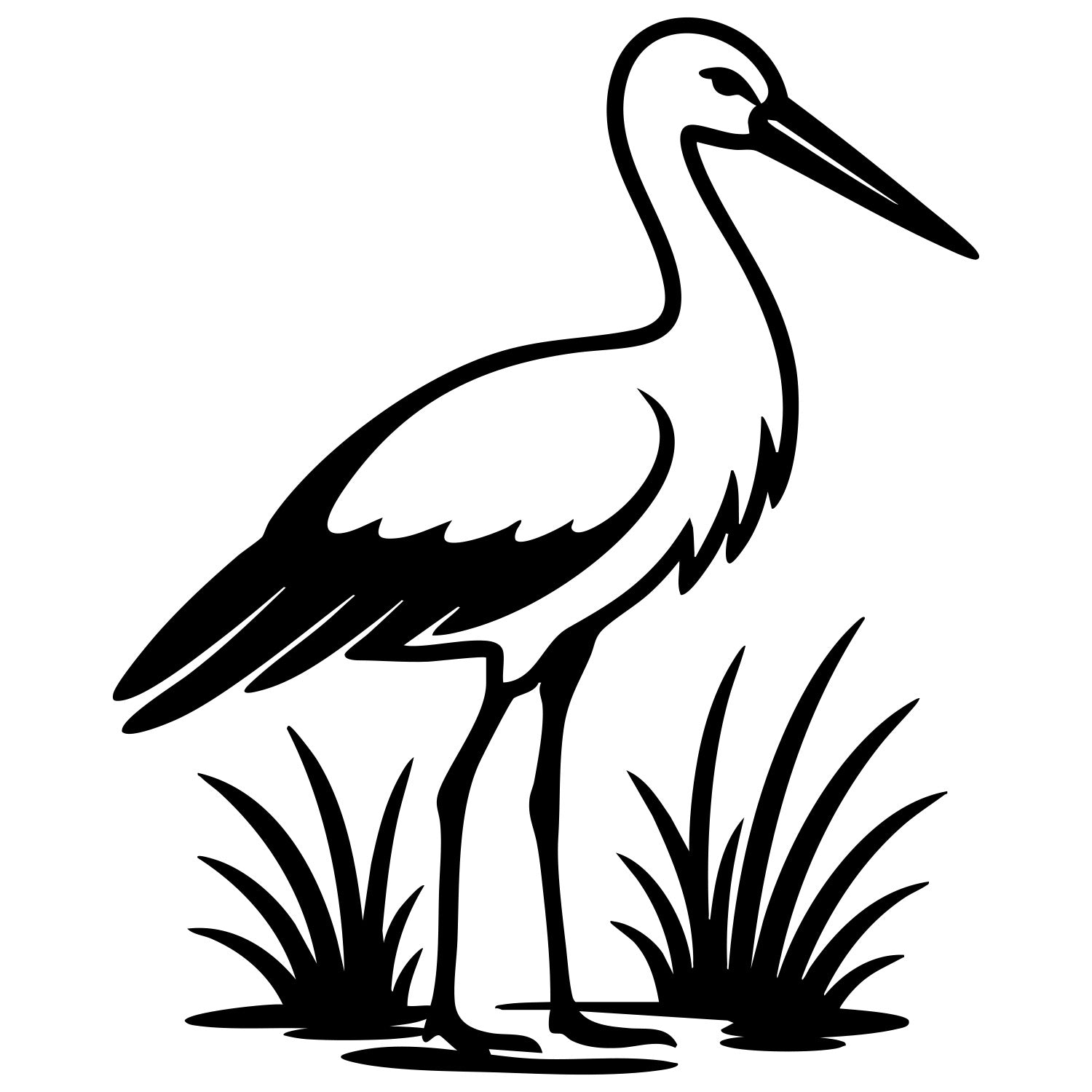 White Stork DXF File – CNC Cutting Design | ABSTORK66