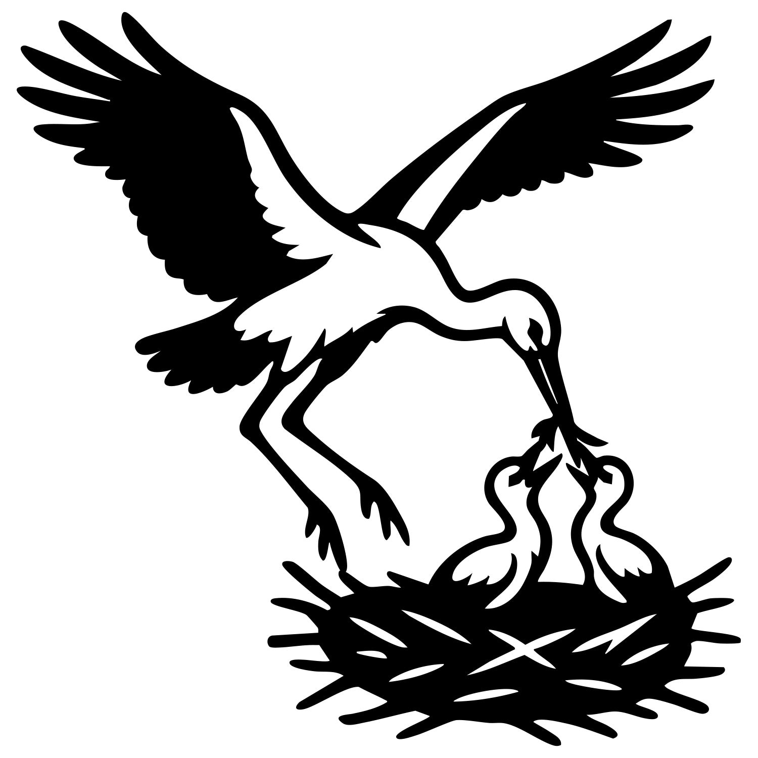 White Stork DXF File – CNC Cutting Design | ABSTORK67