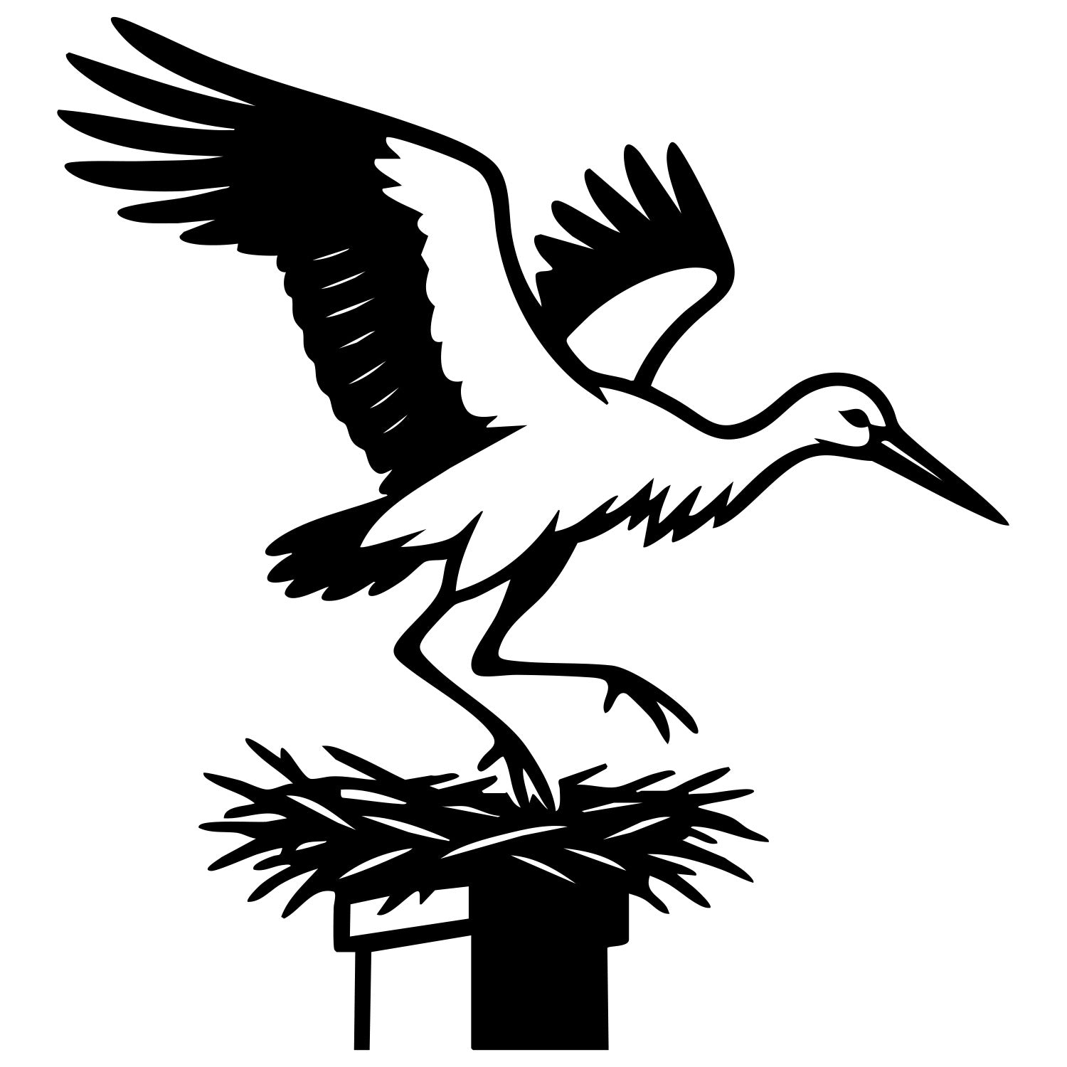 White Stork DXF File – CNC Cutting Design | ABSTORK68