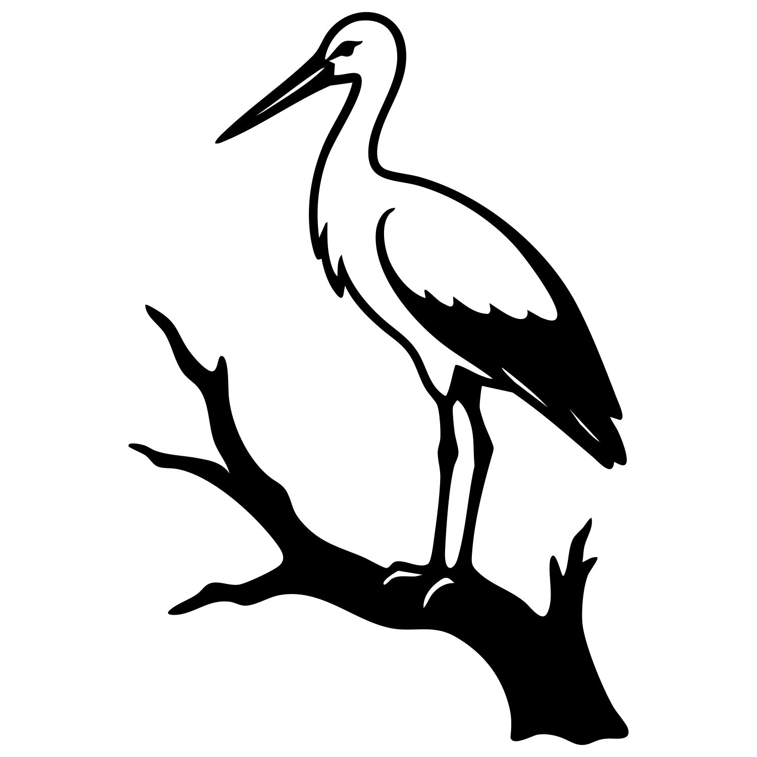 White Stork DXF File – CNC Cutting Design | ABSTORK7
