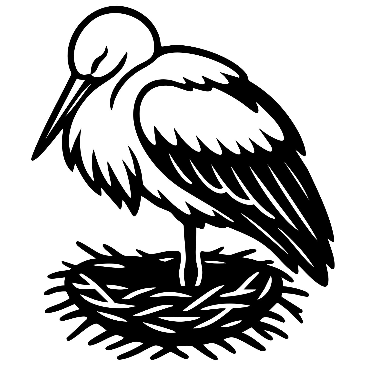 White Stork DXF File – CNC Cutting Design | ABSTORK72