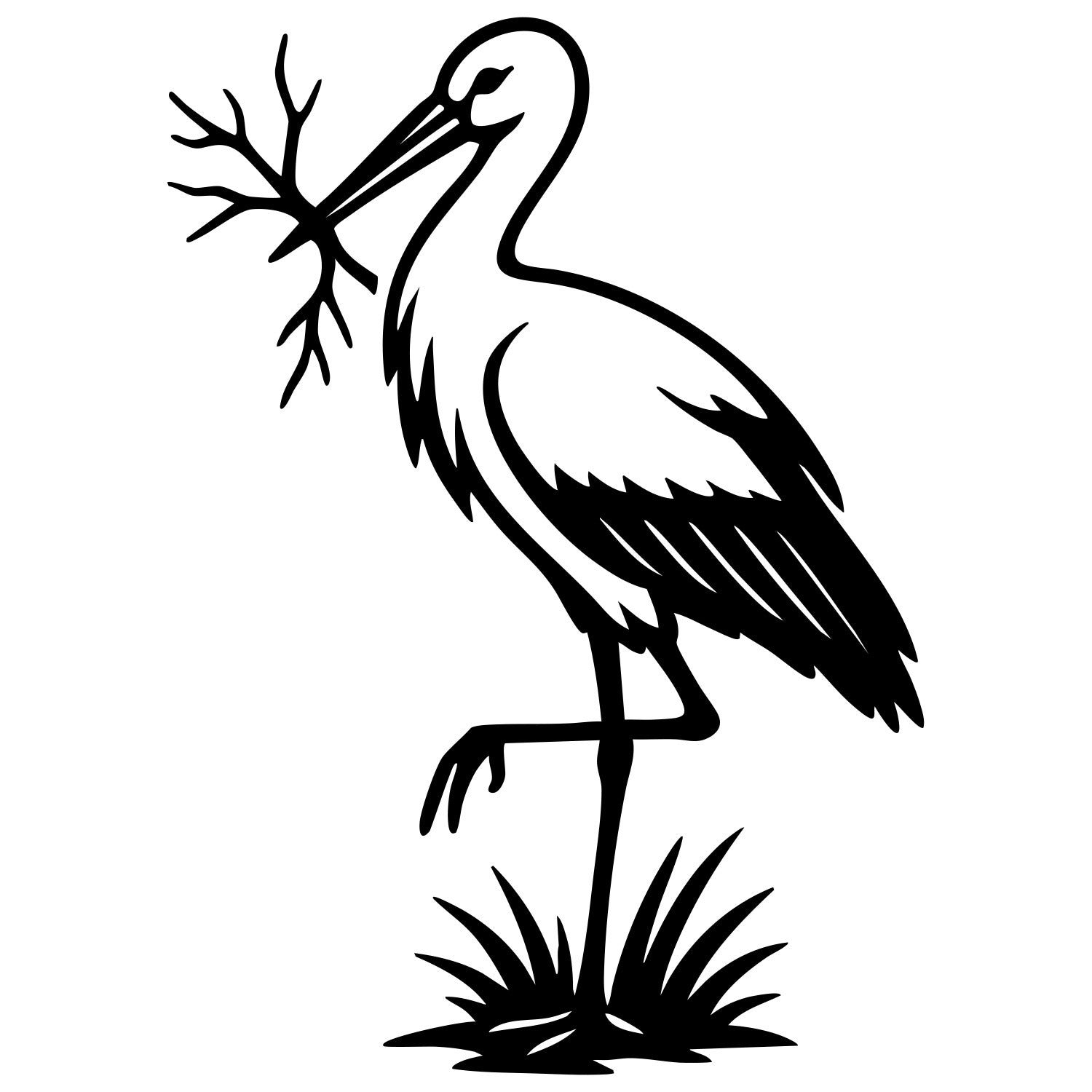 White Stork DXF File – CNC Cutting Design | ABSTORK75