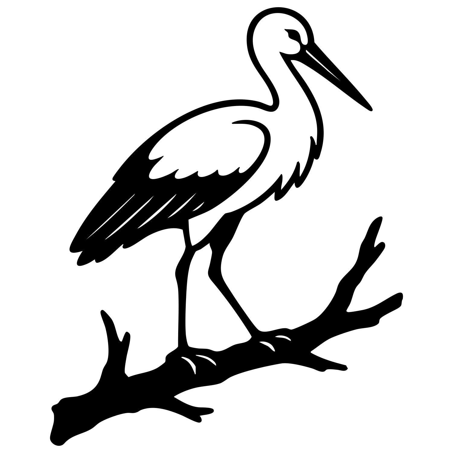 White Stork DXF File – CNC Cutting Design | ABSTORK77