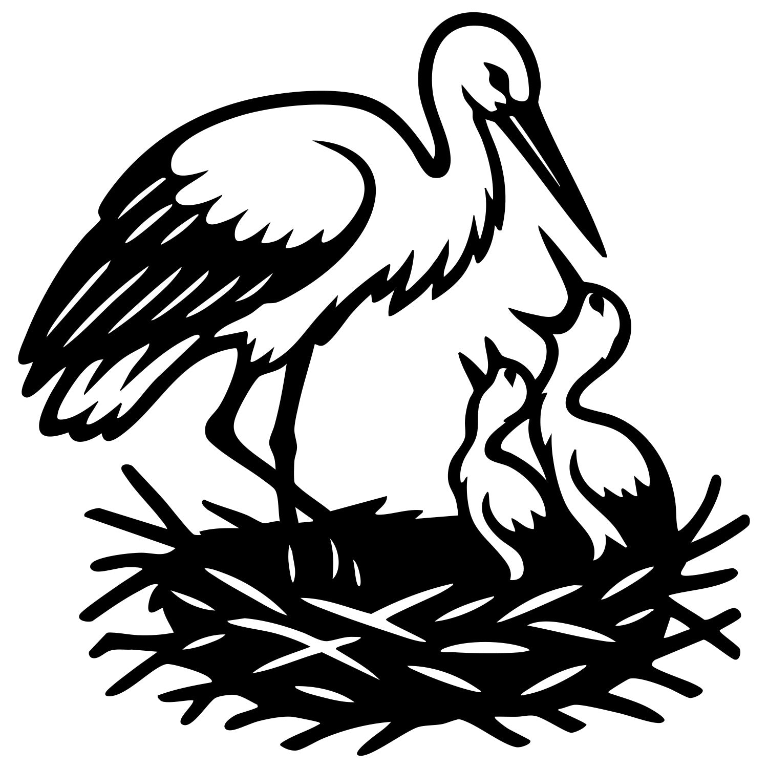 White Stork DXF File – CNC Cutting Design | ABSTORK78