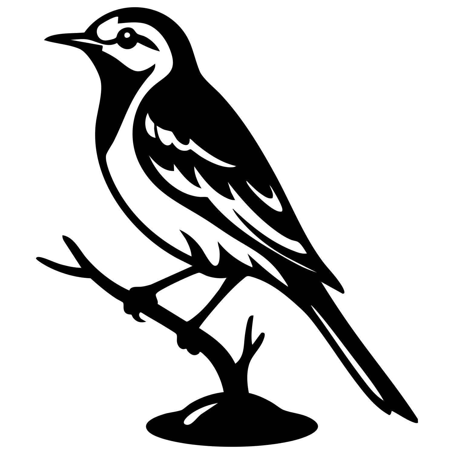 White Wagtail DXF File – CNC Cutting Design | ABWAGTAIL3