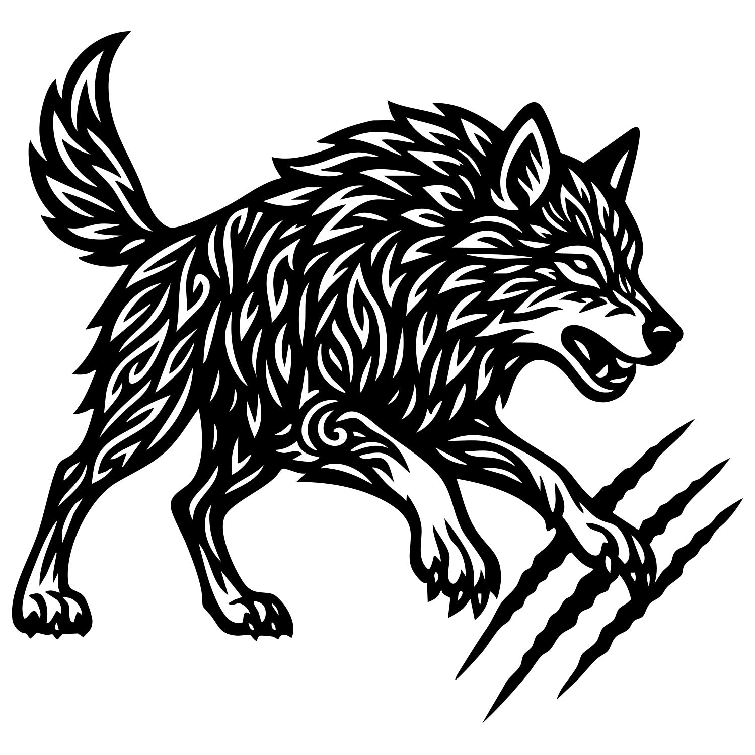 Wolf Claw Marks DXF File – CNC Cutting Design | AWWOLF198