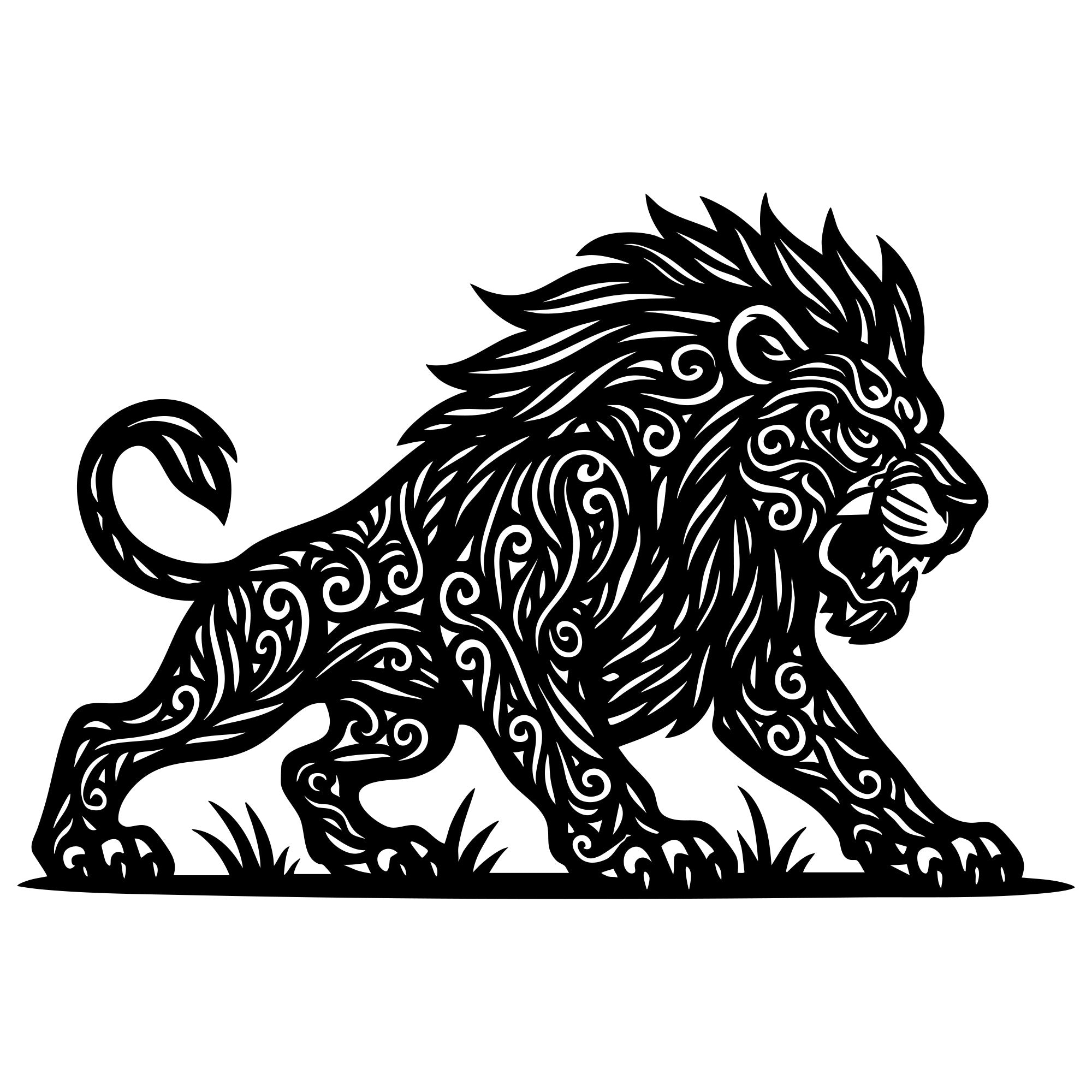 Zentangle Lion DXF File – CNC Cutting Design | AWLION104