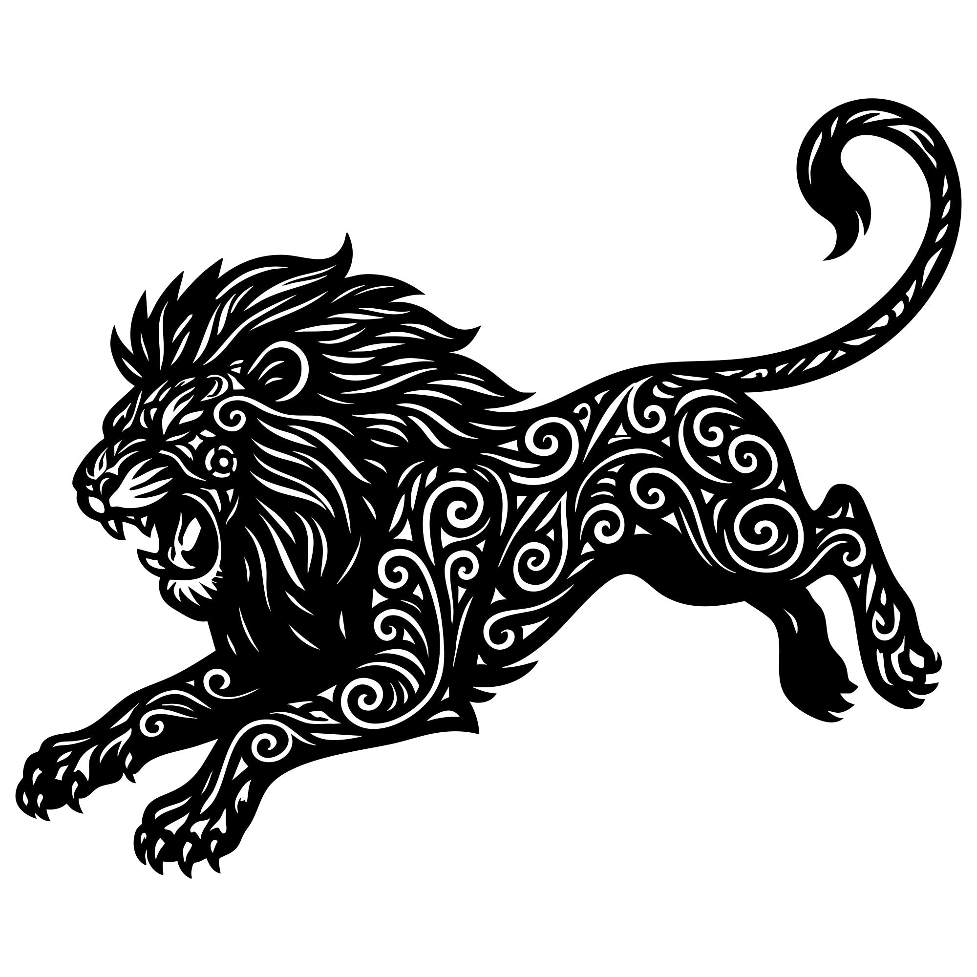 Zentangle Lion DXF File – CNC Cutting Design | AWLION109