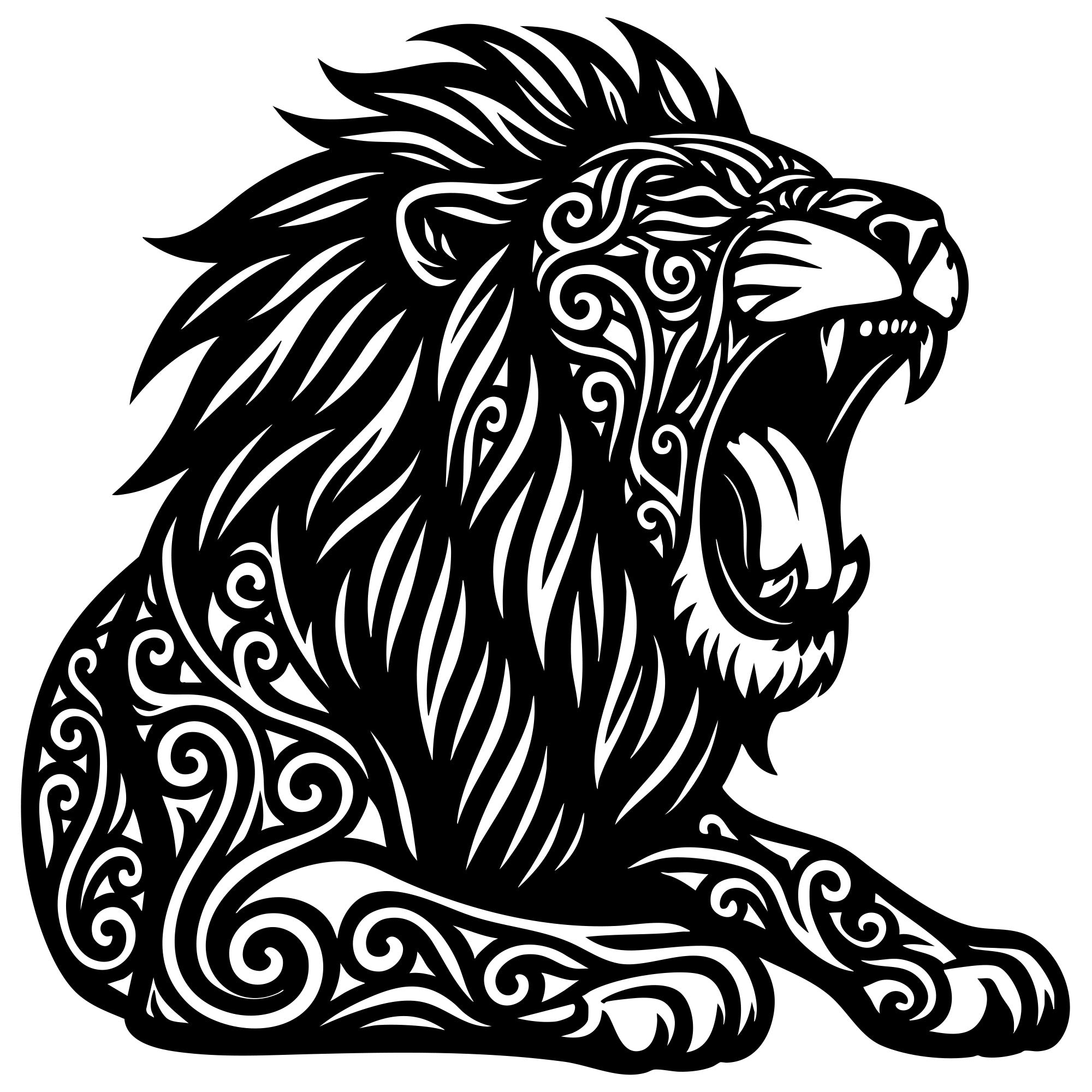 Zentangle Lion DXF File – CNC Cutting Design | AWLION117