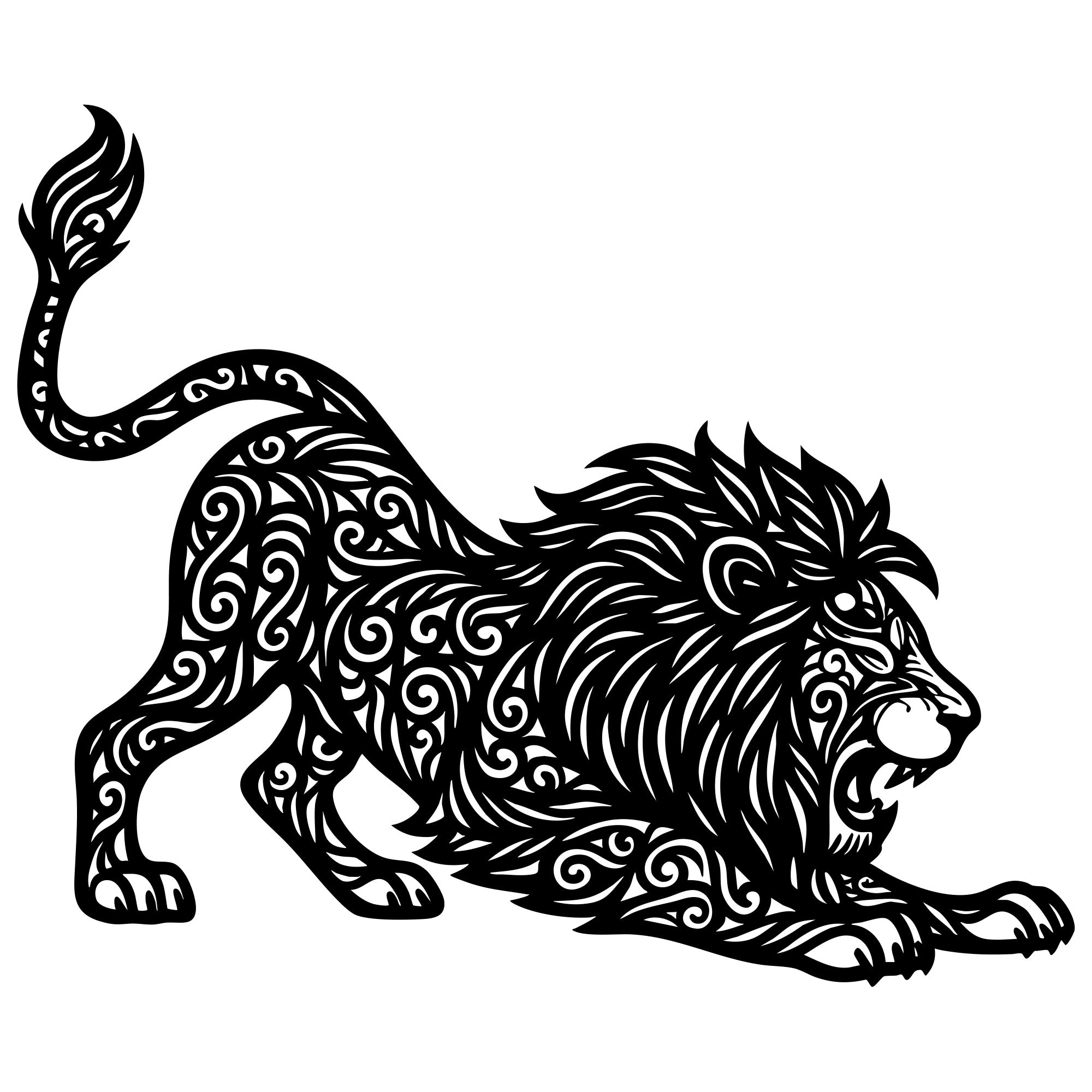 Zentangle Lion DXF File – CNC Cutting Design | AWLION120