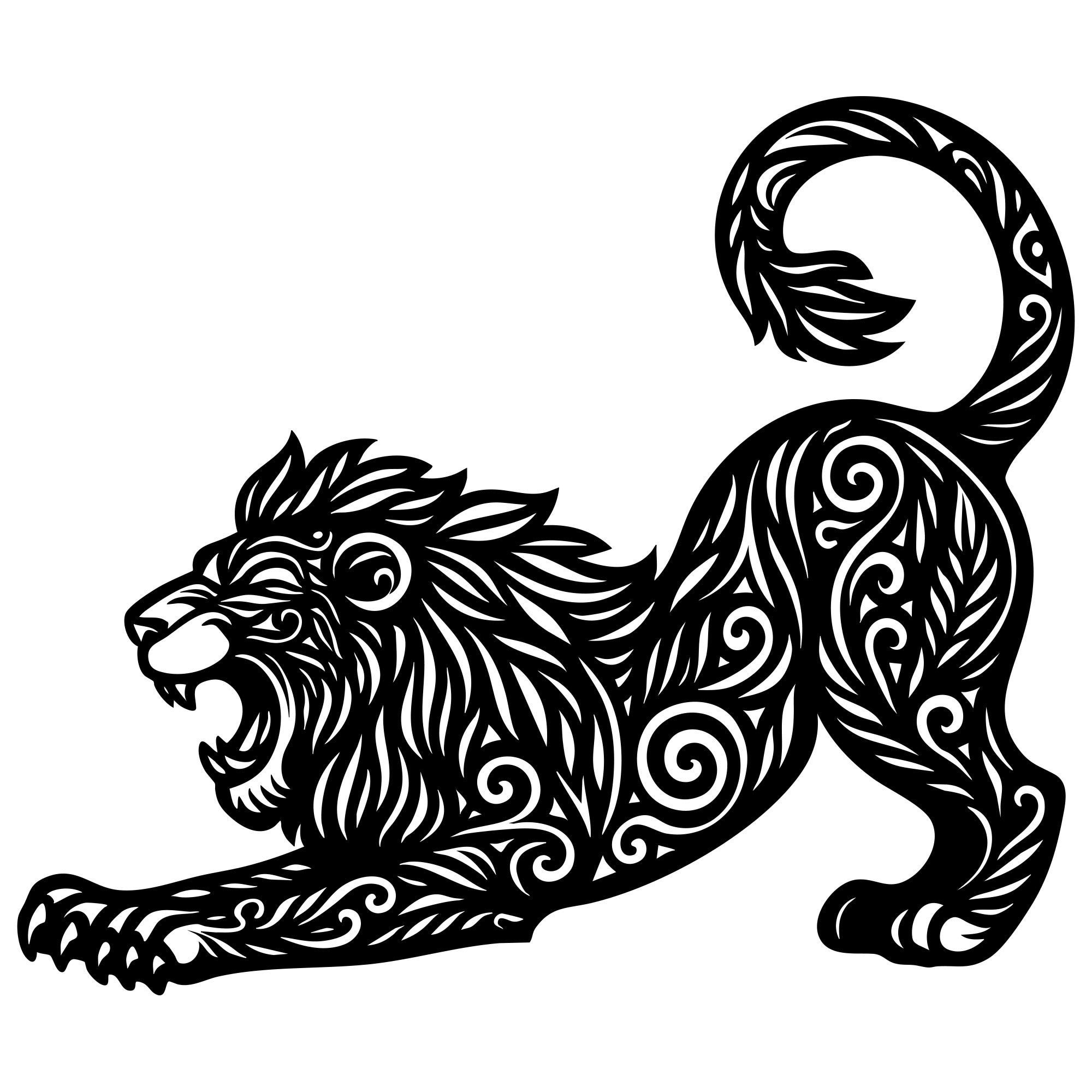 Zentangle Lion DXF File – CNC Cutting Design | AWLION121