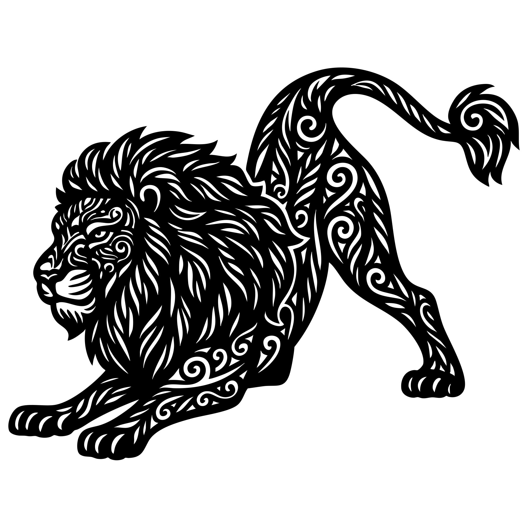 Zentangle Lion DXF File – CNC Cutting Design | AWLION122