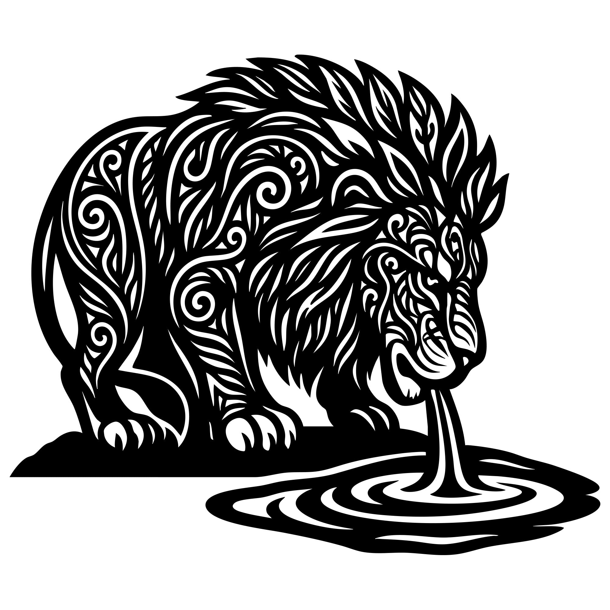Zentangle Lion DXF File – CNC Cutting Design | AWLION126
