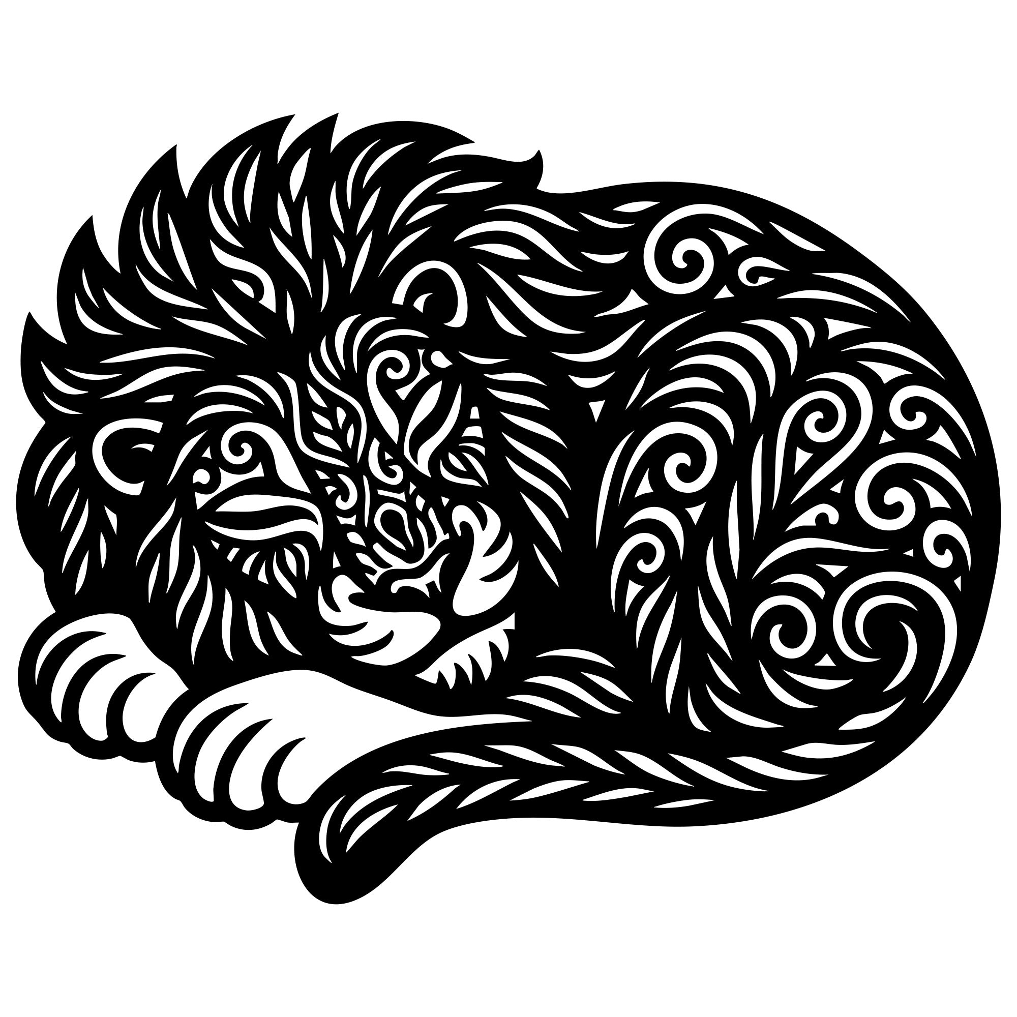 Zentangle Lion DXF File – CNC Cutting Design | AWLION129