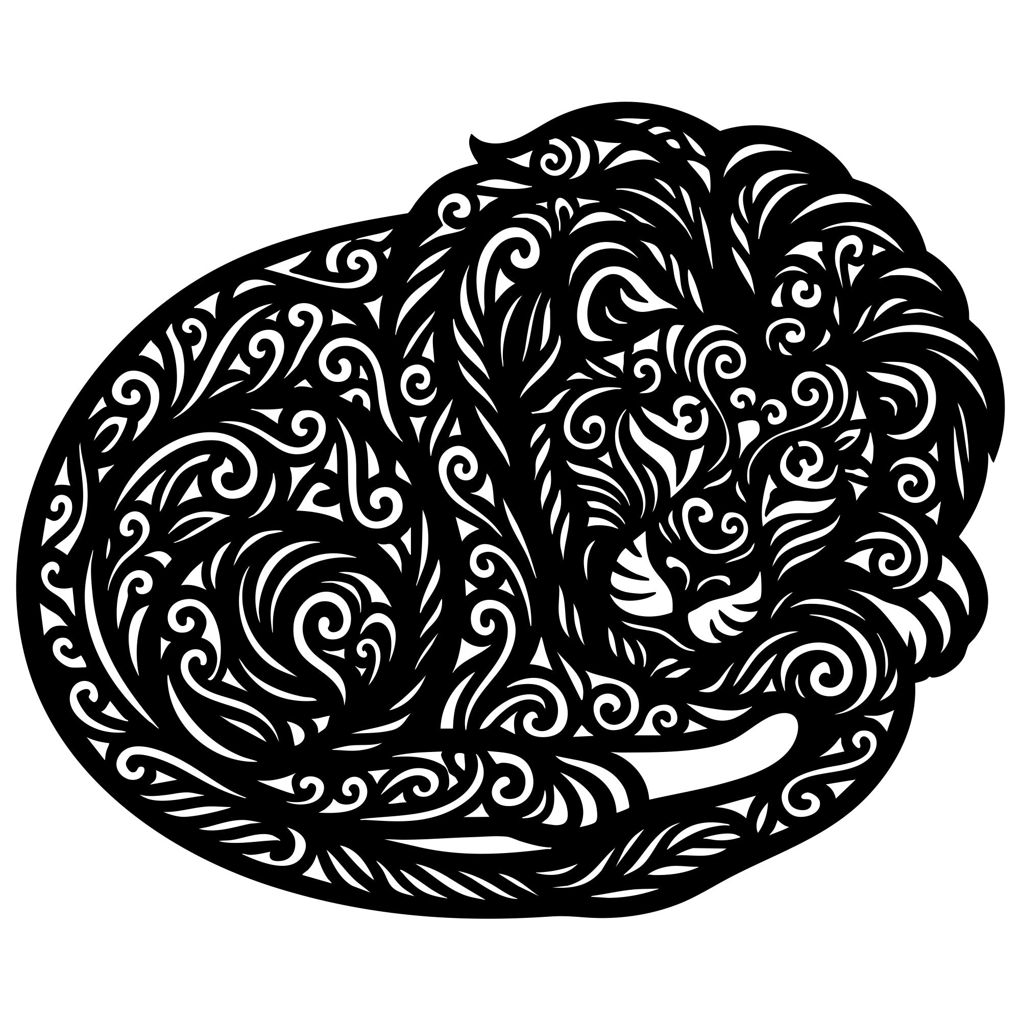 Zentangle Lion DXF File – CNC Cutting Design | AWLION130