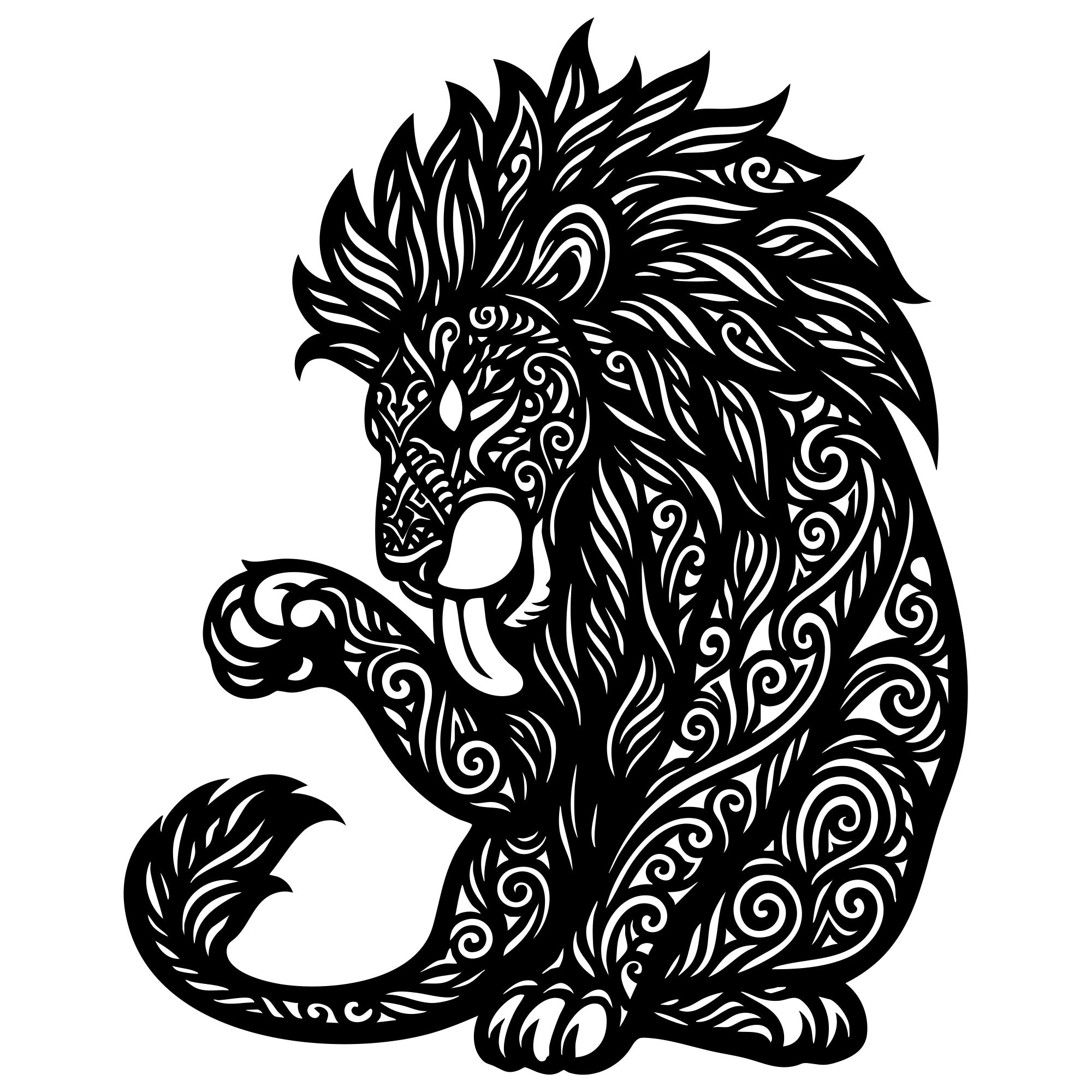 Zentangle Lion DXF File – CNC Cutting Design | AWLION132