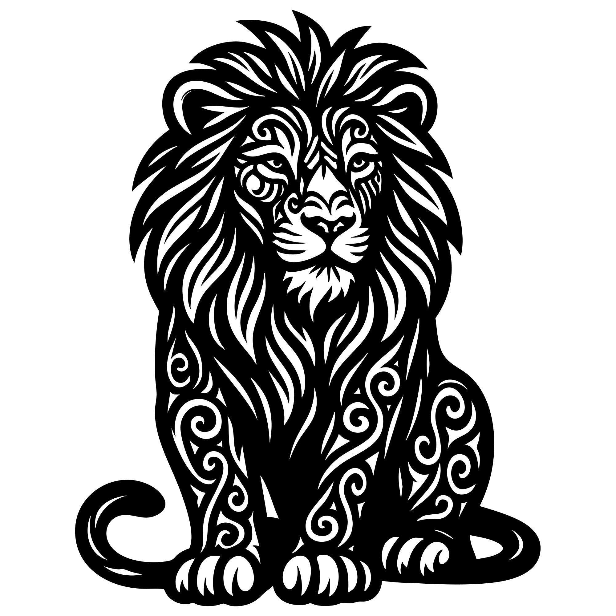 Zentangle Lion DXF File – CNC Cutting Design | AWLION148