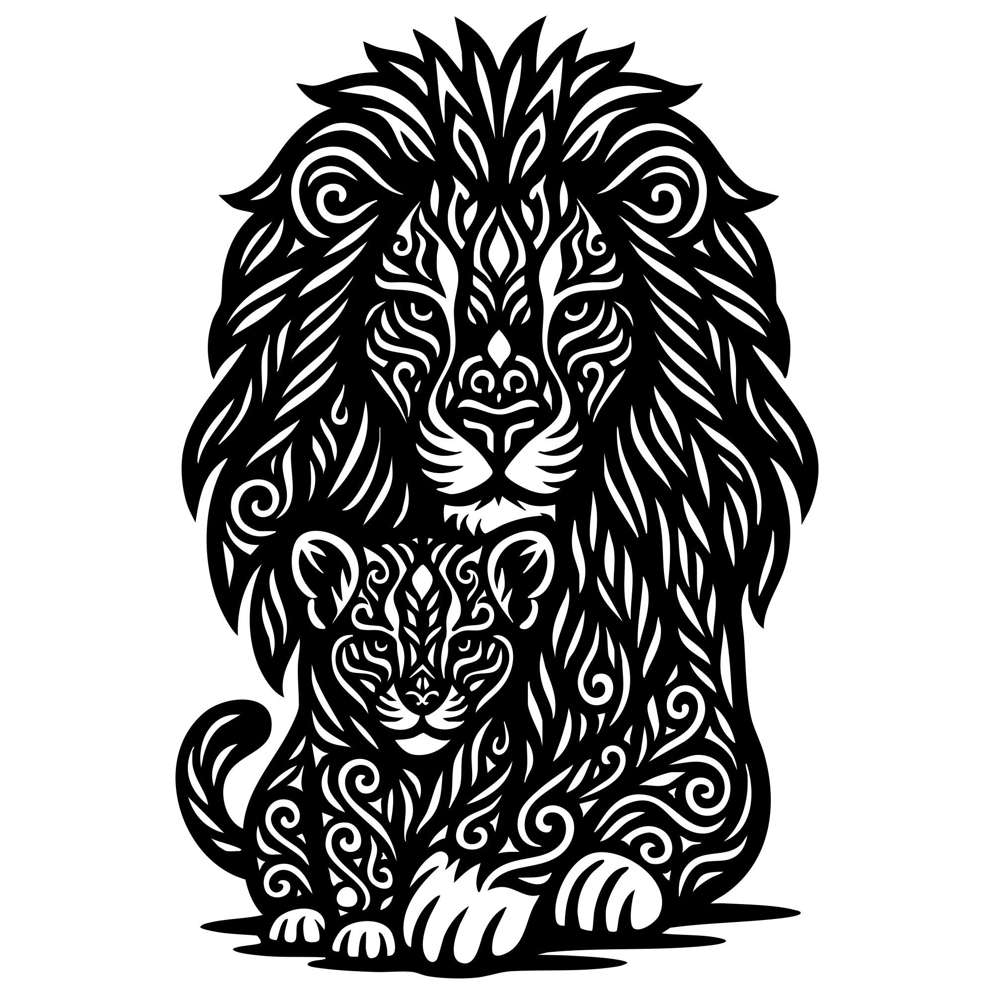 Zentangle Lion DXF File – CNC Cutting Design | AWLION149
