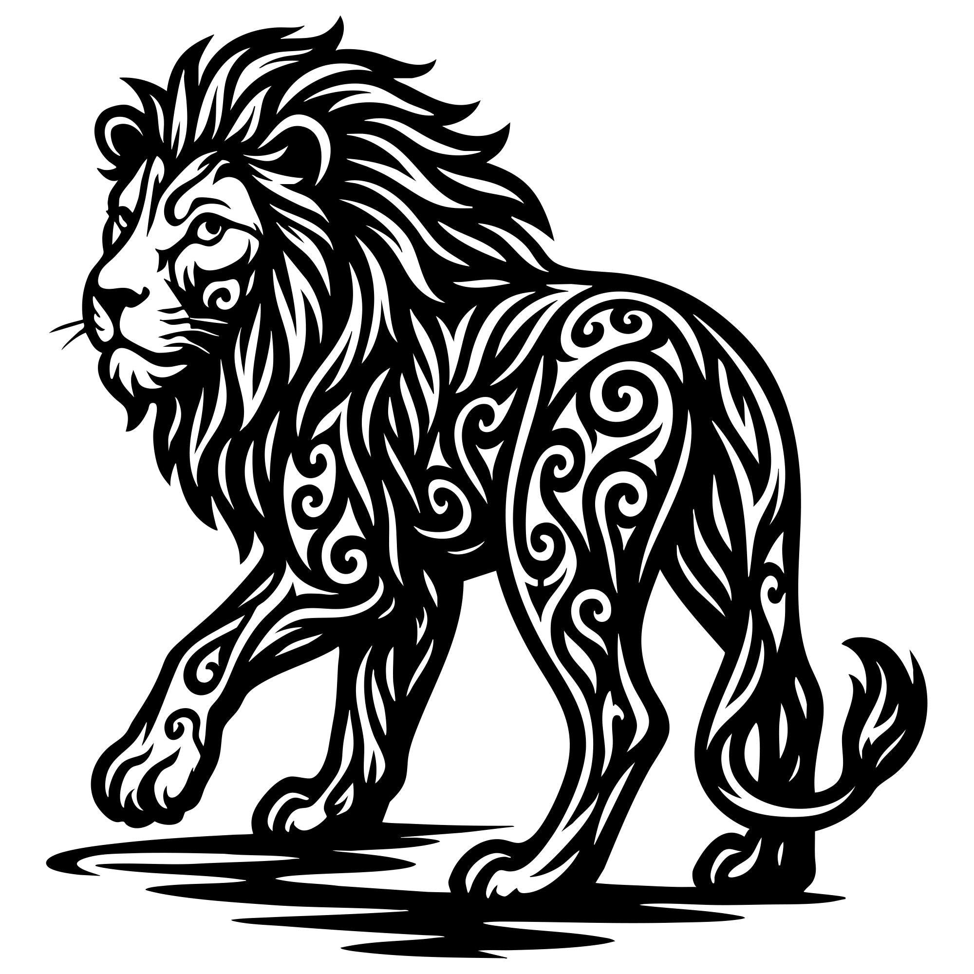 Zentangle Lion DXF File – CNC Cutting Design | AWLION150