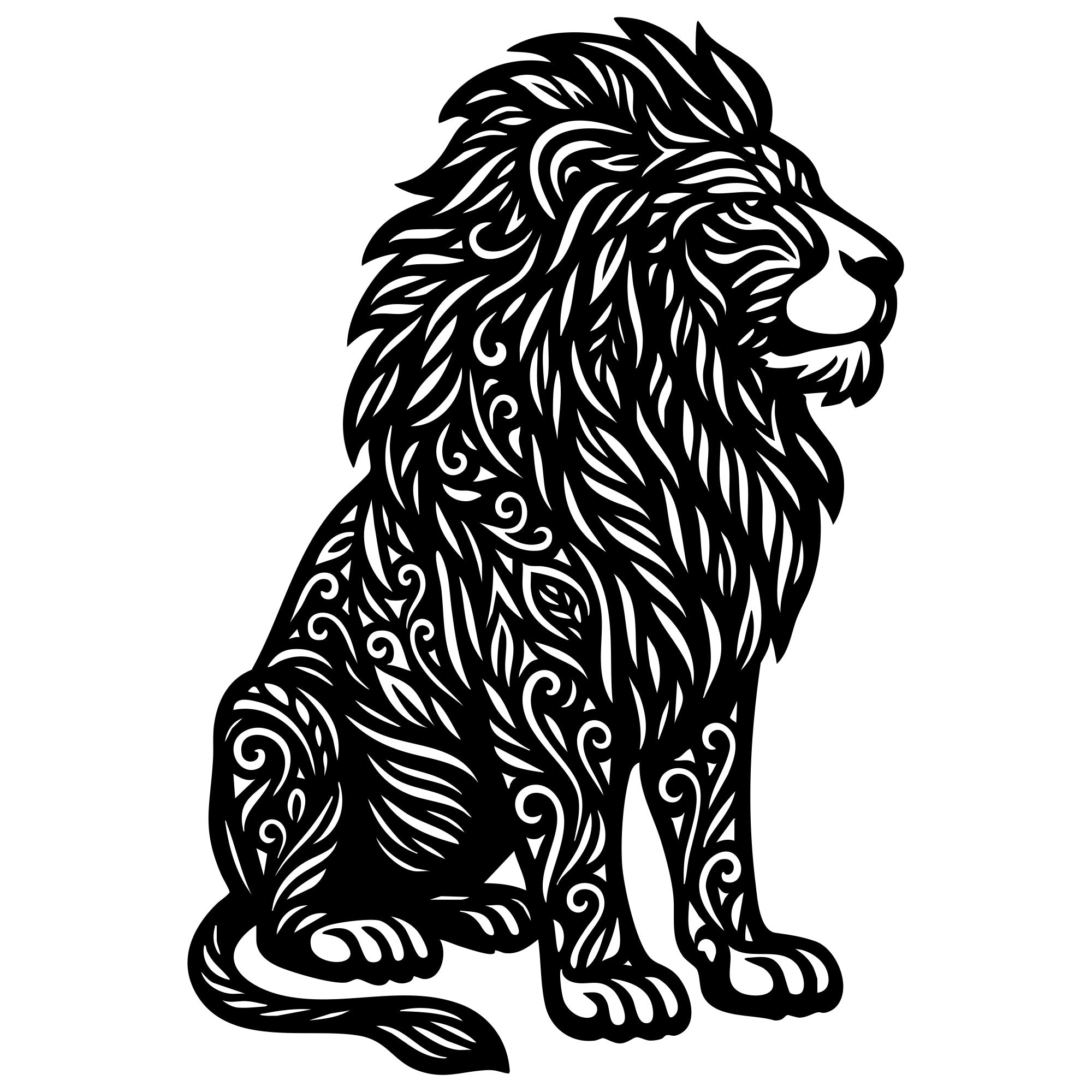 Zentangle Lion DXF File – CNC Cutting Design | AWLION27