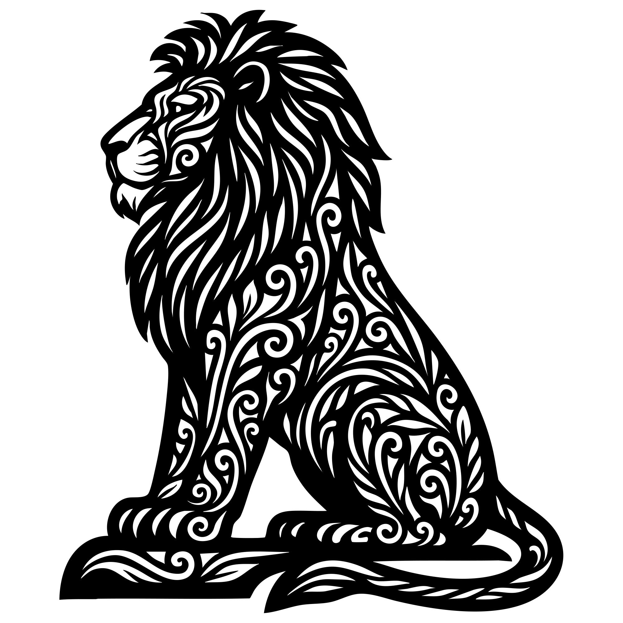 Zentangle Lion DXF File – CNC Cutting Design | AWLION28