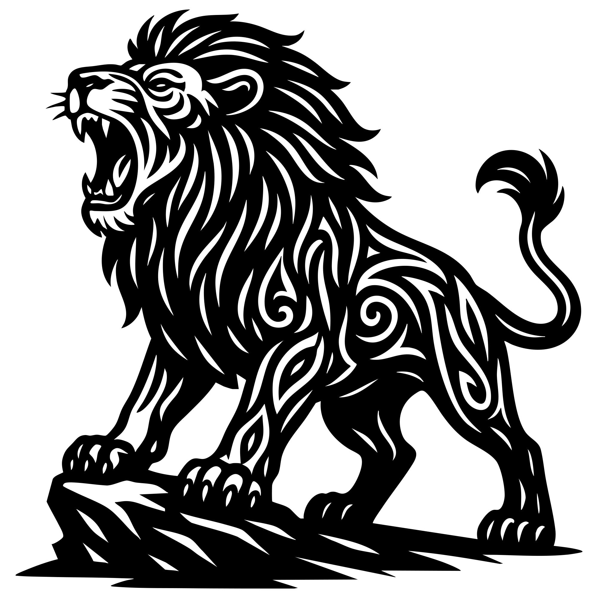 Zentangle Lion DXF File – CNC Cutting Design | AWLION53