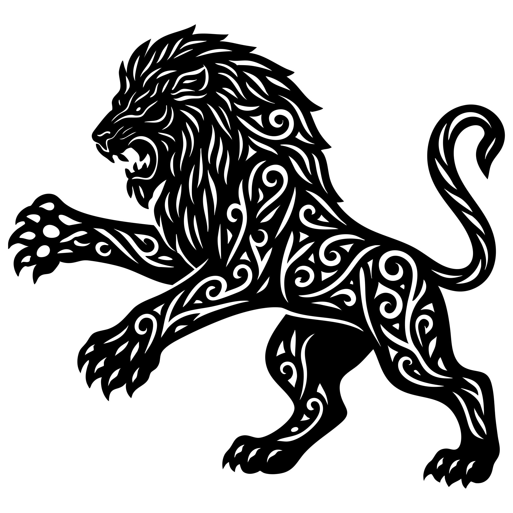 Zentangle Lion DXF File – CNC Cutting Design | AWLION55