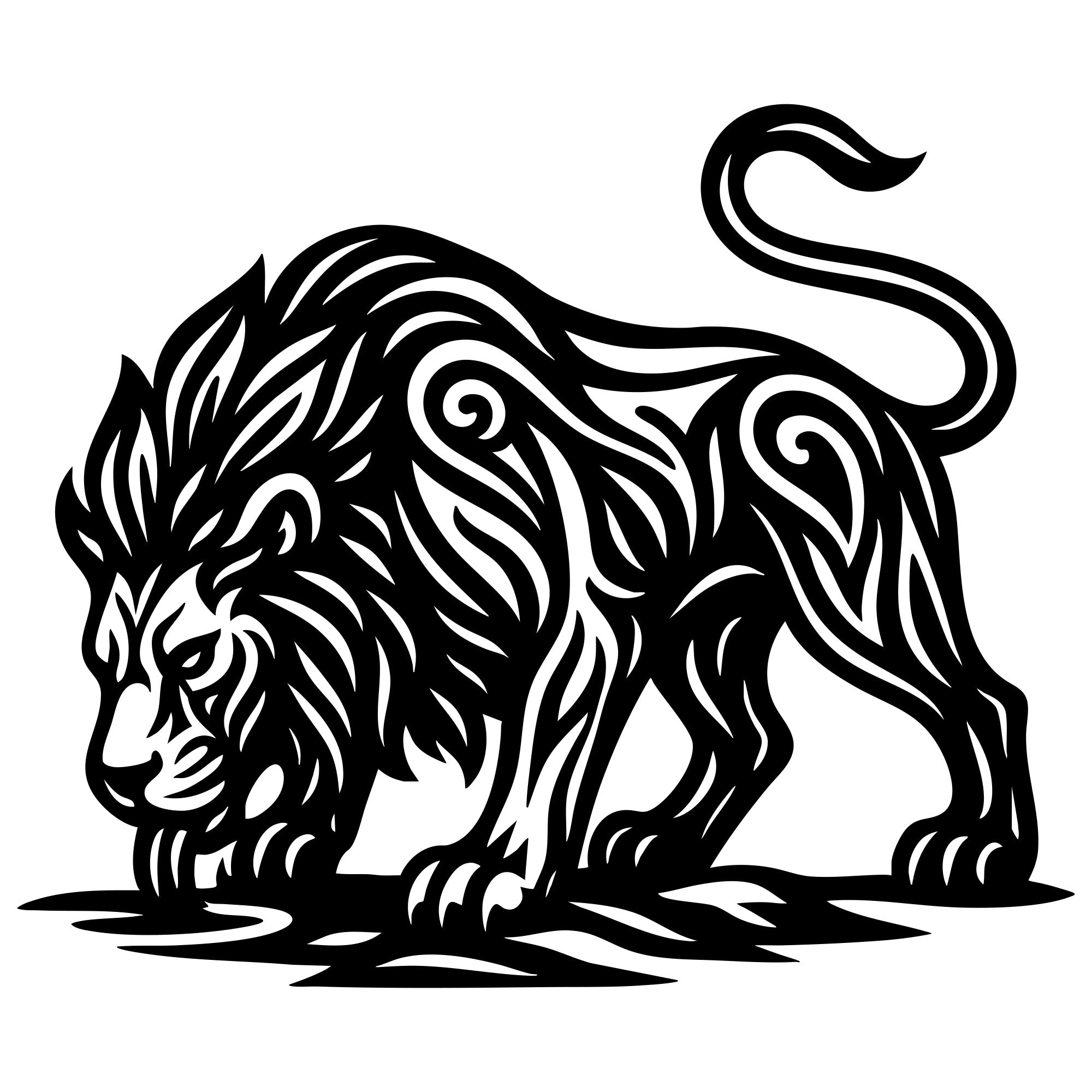 Zentangle Lion DXF File – CNC Cutting Design | AWLION71