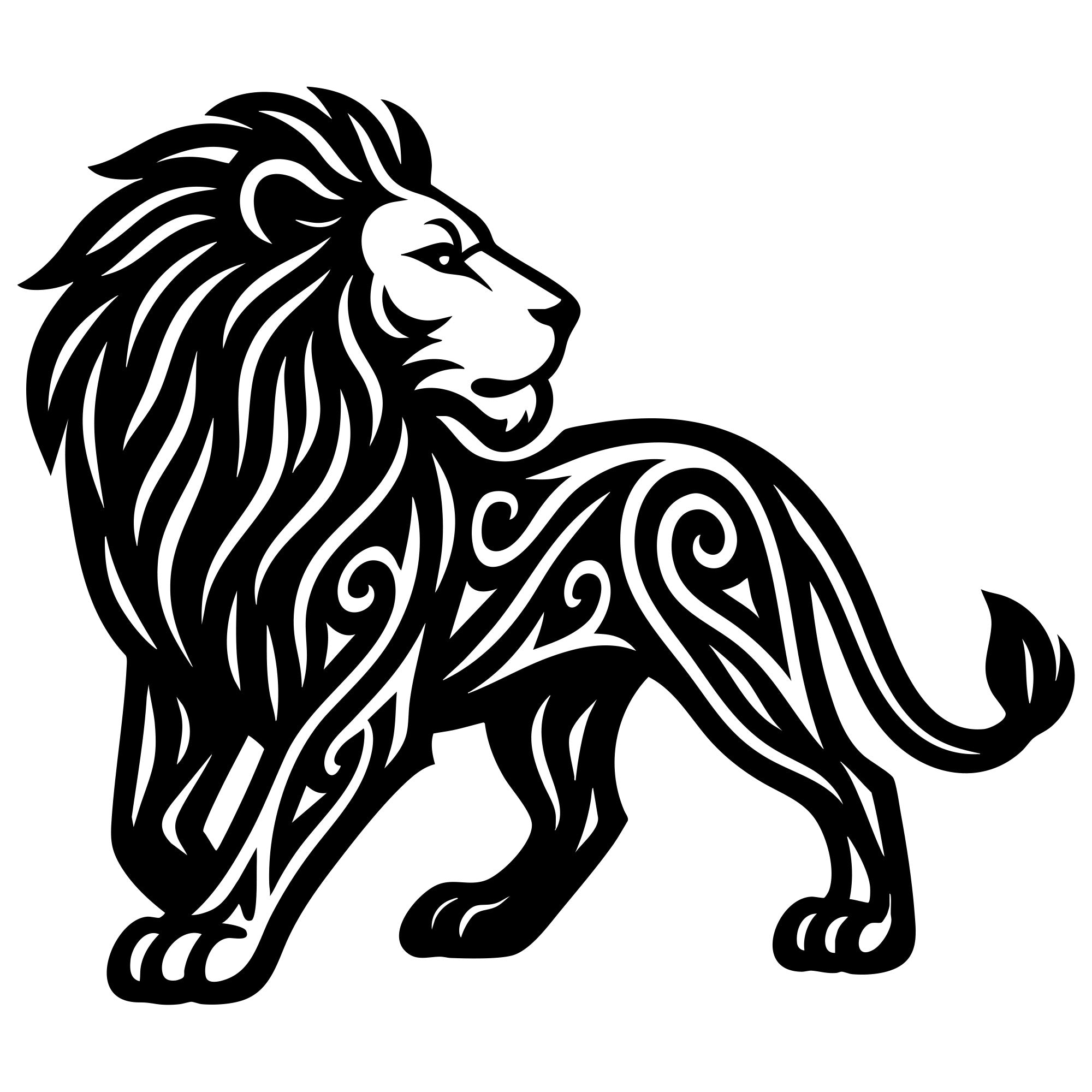 Zentangle Lion DXF File – CNC Cutting Design | AWLION72