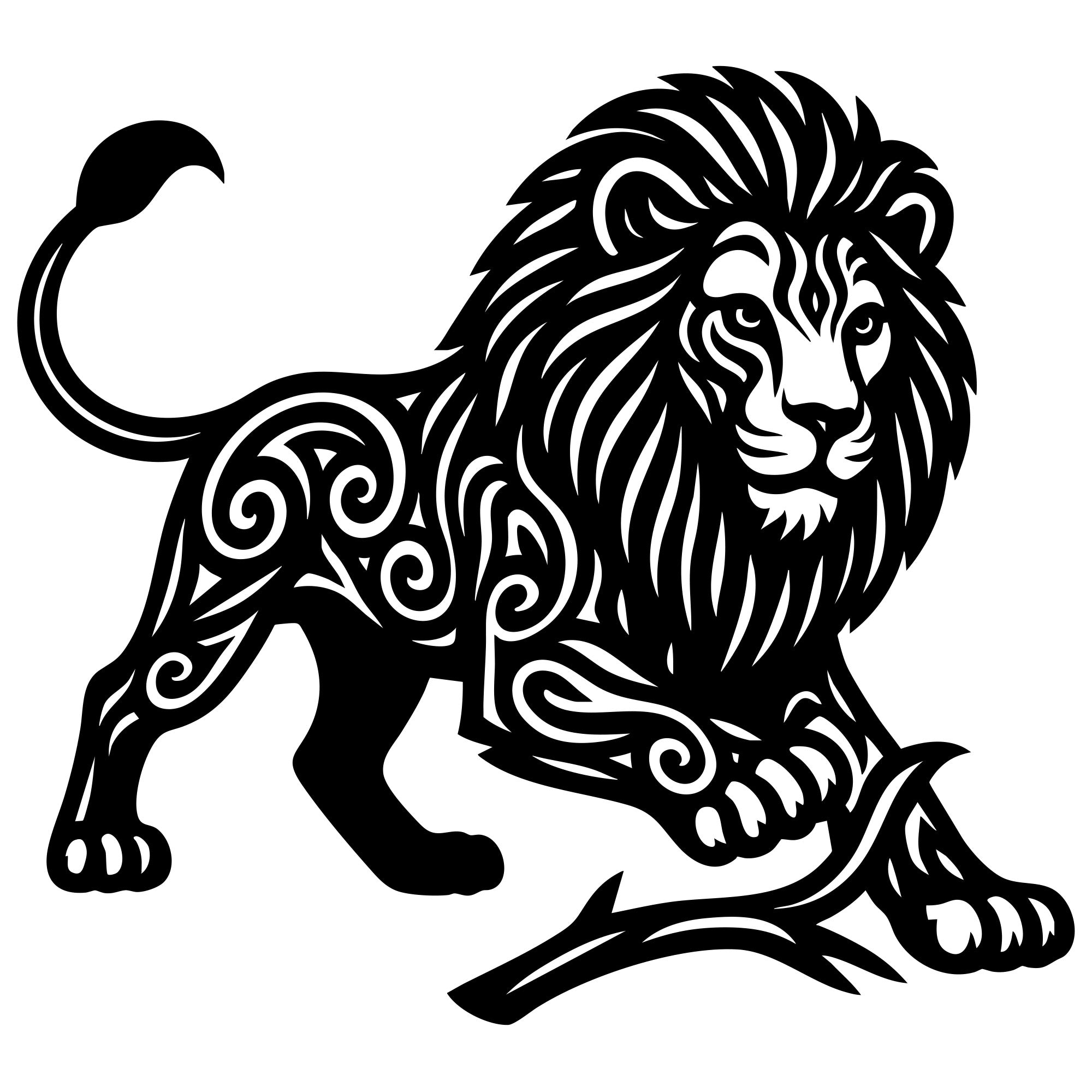 Zentangle Lion DXF File – CNC Cutting Design | AWLION79