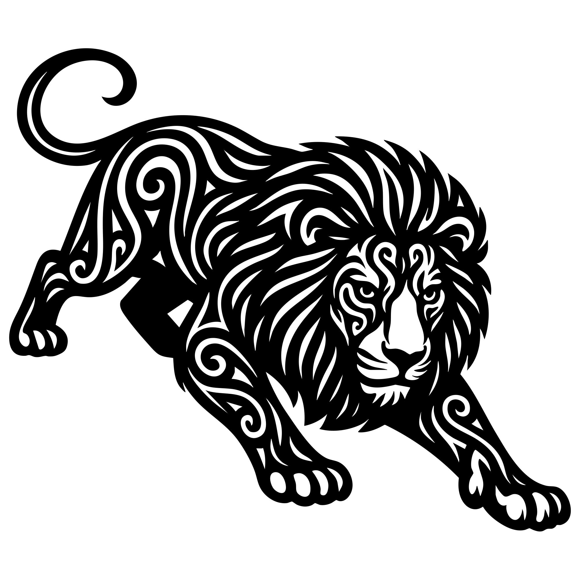 Zentangle Lion DXF File – CNC Cutting Design | AWLION80